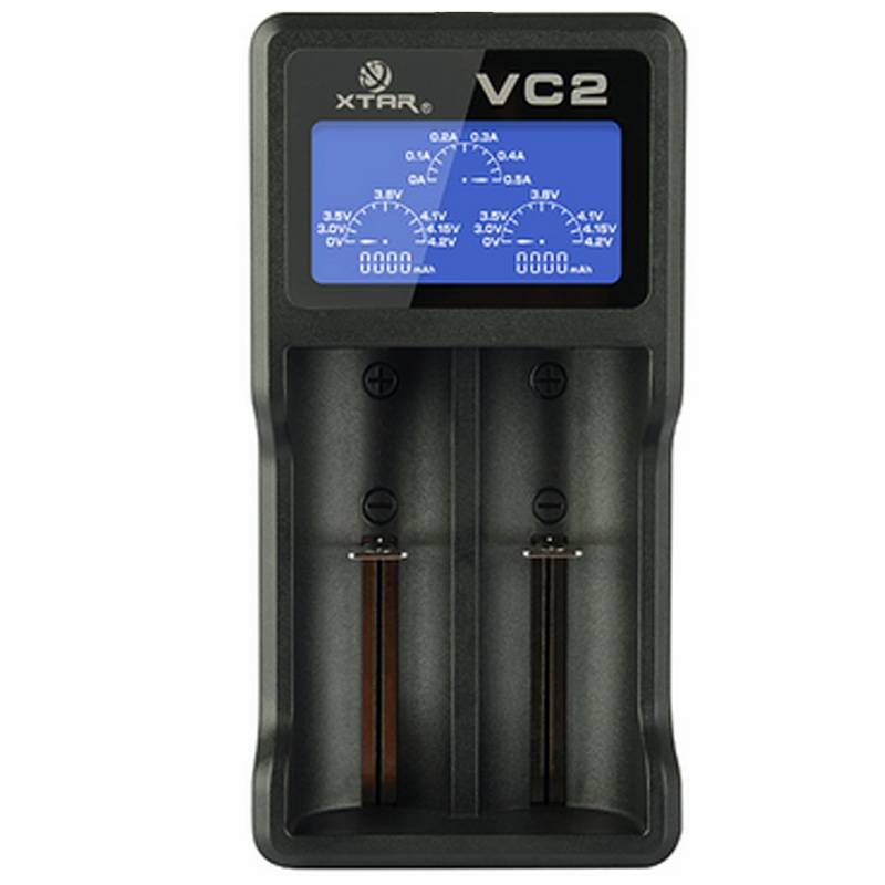 2 Stück CR123A Li-Ion wiederauflafbar mit bis zu 760mAh und USB-Ladegerät mit großem Display, mit bis zu 0,5Ah Ladestrom