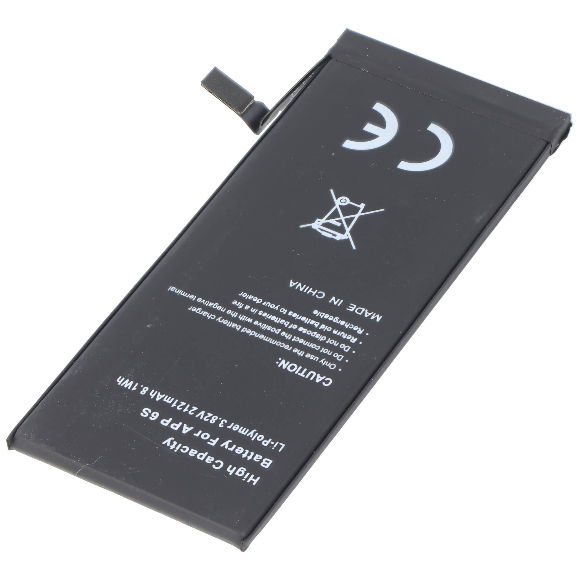 2121mAh satte Kapazität Hochleistungsakku mit passend für den Apple iPhone 6S Akku 616-00033, 616-00036, max. 8,1Wh