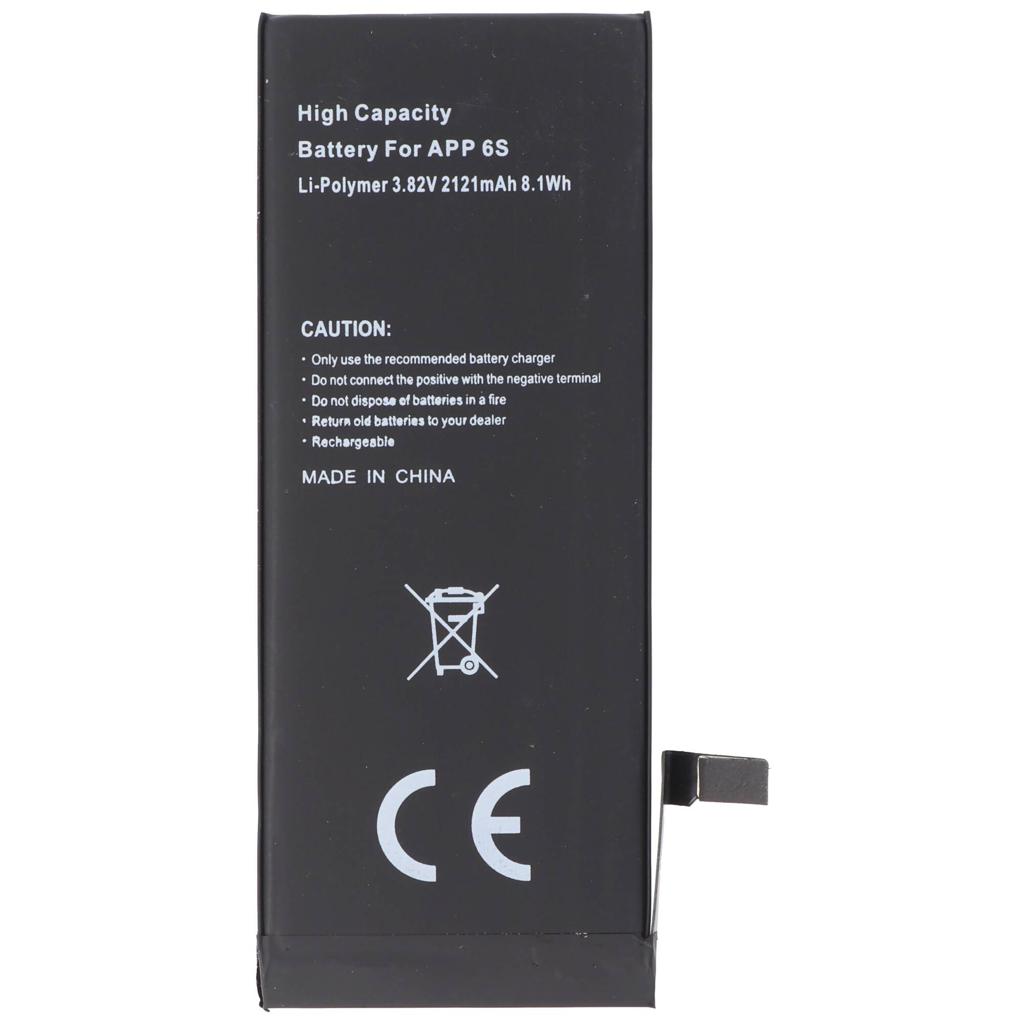 2121mAh satte Kapazität Hochleistungsakku mit passend für den Apple iPhone 6S Akku 616-00033, 616-00036, max. 8,1Wh