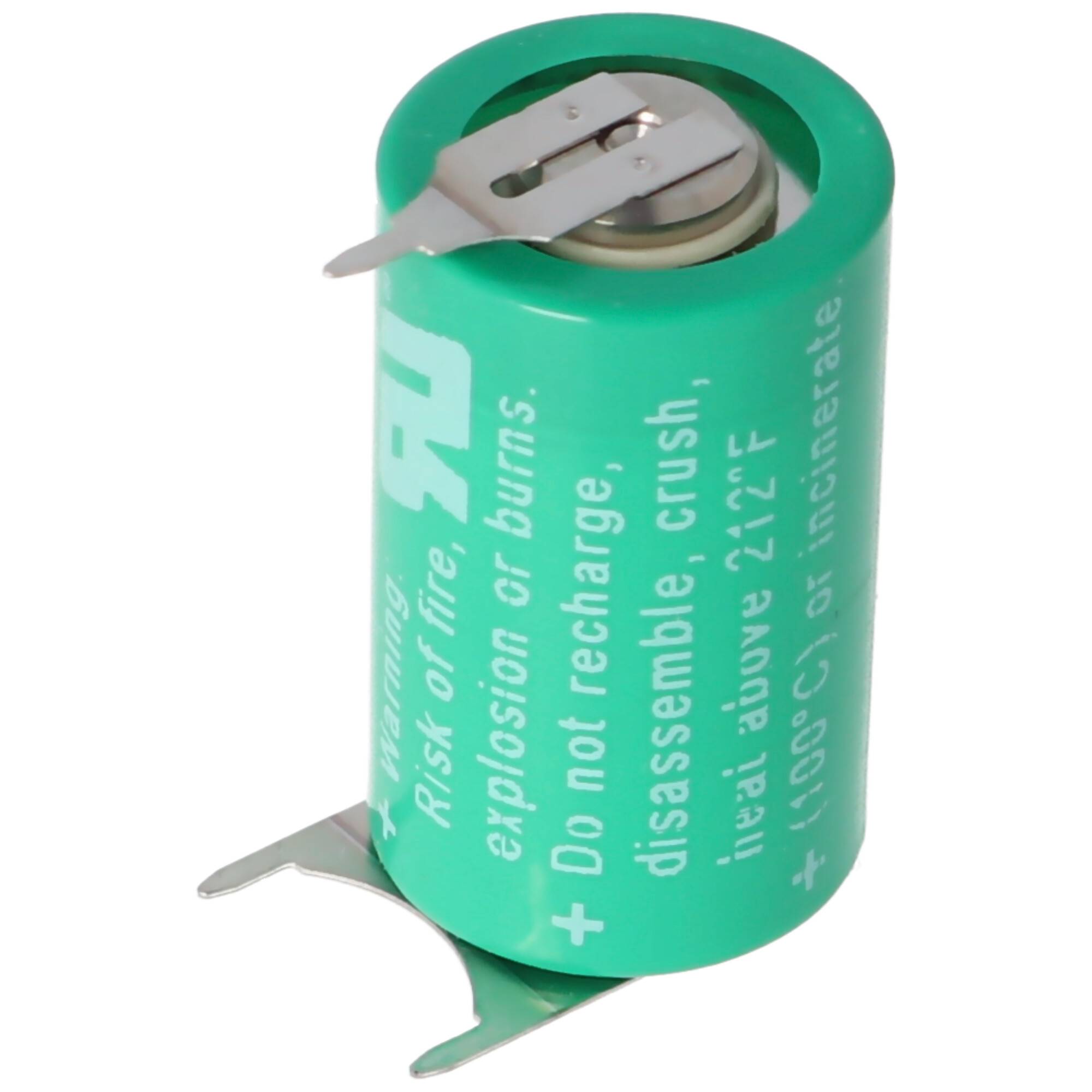 Varta CR1/2AA Lithium Batterie 6127 mit 3er Print Lötfahne, Pluskontakt 2er, Minus 1er, Rastermaß 10mm