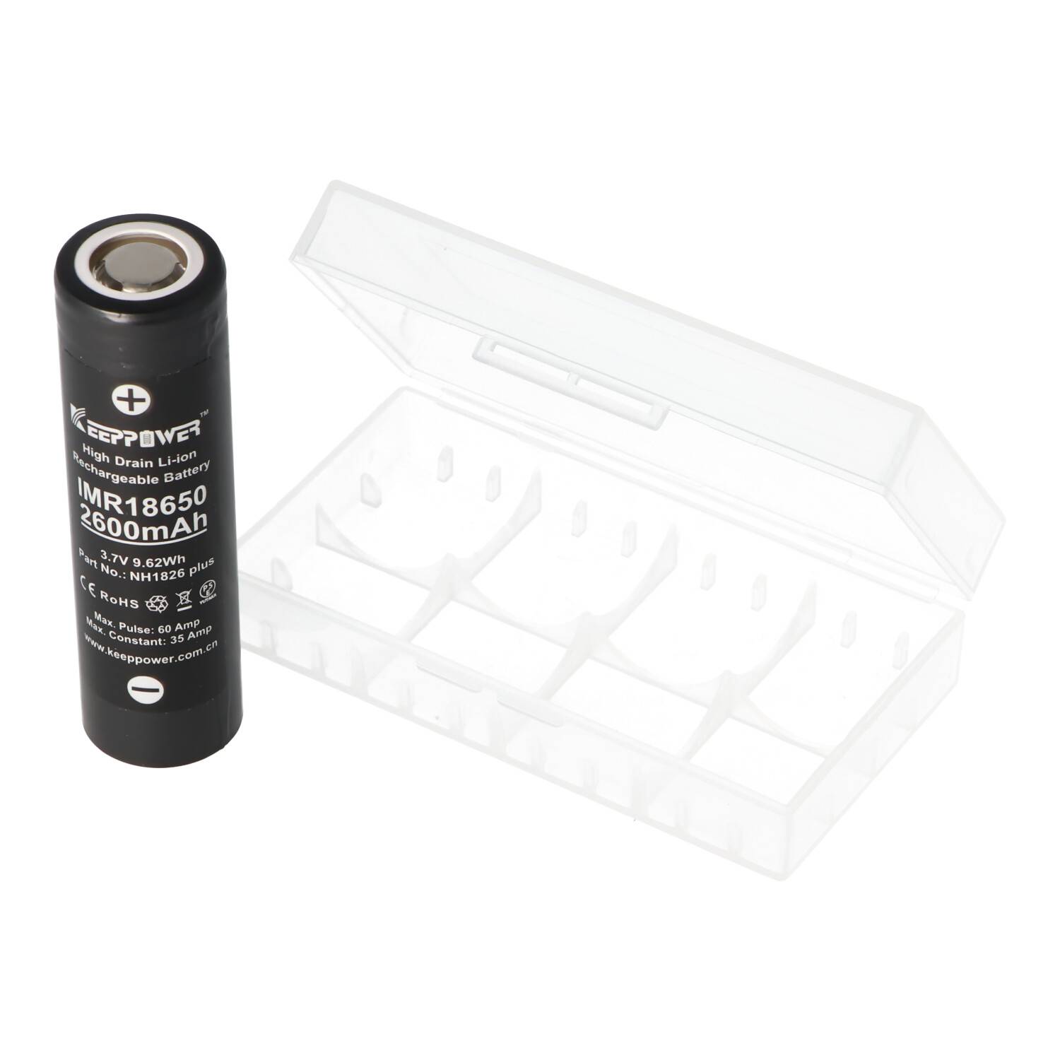 Keeppower IMR18650 Plus 2600mAh 3,6V - 3,7V Li-Ion-Akku (US18650VTC5A) min. 2500mAh typ. 2600MAh maximal 35A Stromabgabe
