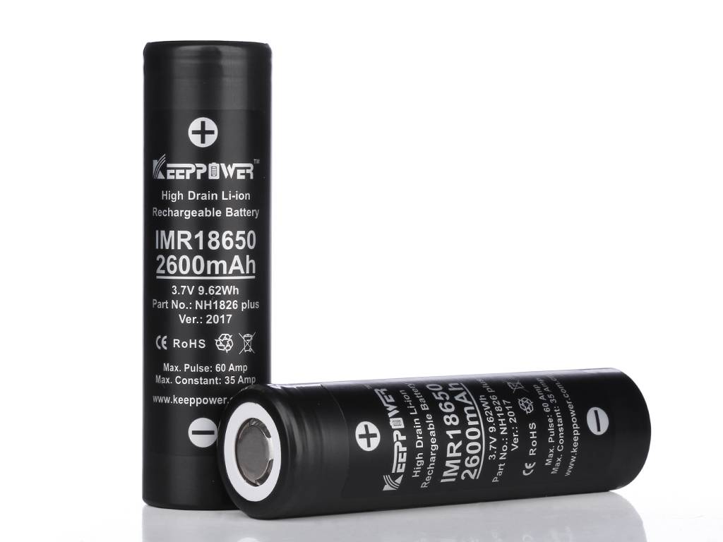 Keeppower IMR18650 Plus 2600mAh 3,6V - 3,7V Li-Ion-Akku (US18650VTC5A) min. 2500mAh typ. 2600MAh maximal 35A Stromabgabe