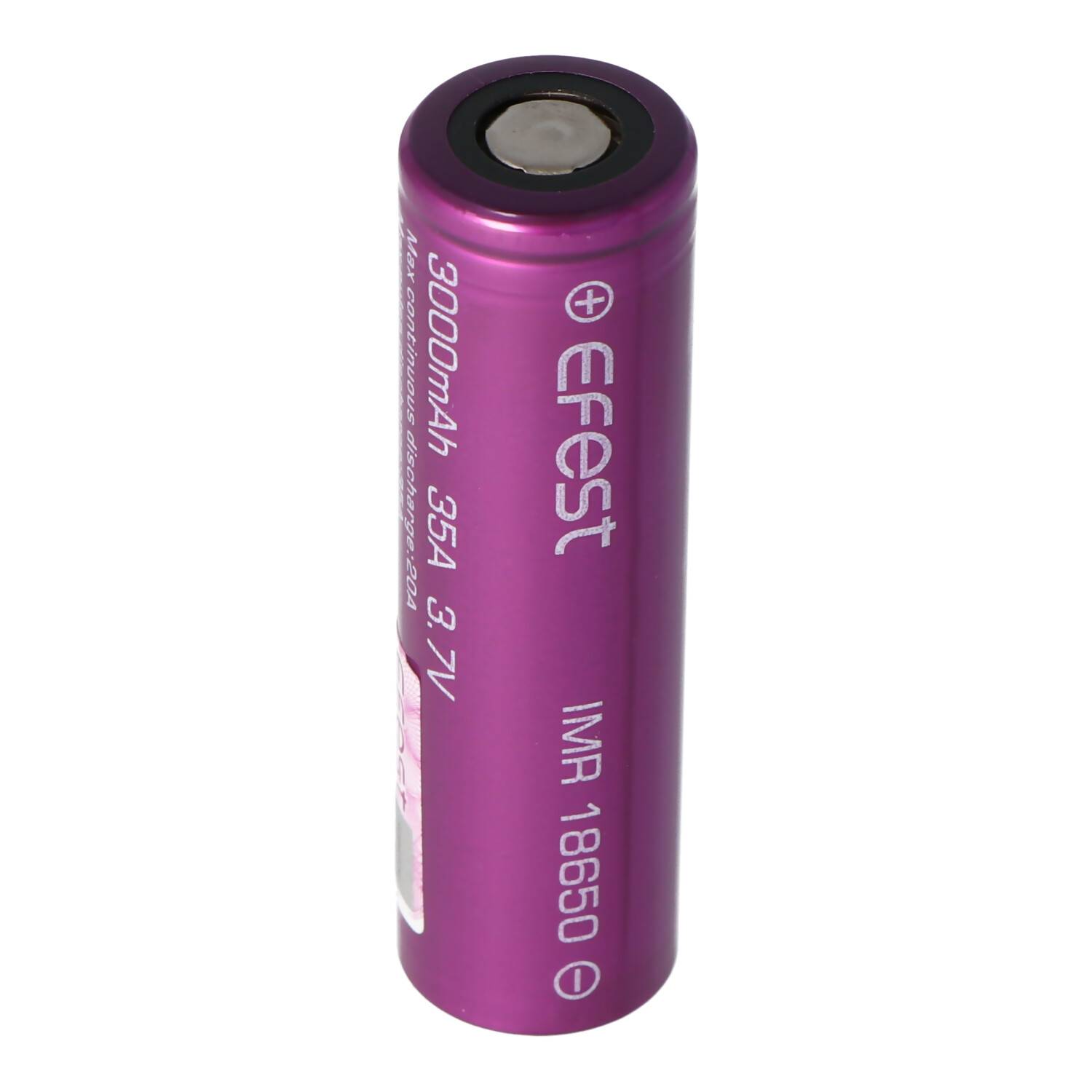 Efest Purple IMR 18650 3000mAh 3,6V - 3,7V min. 2900mAh typ. 3000mAh maximal 35A Stromabgabe (Flat Top) inkl. Akkuschutz