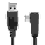 USB-C Stecker auf USB A 3.0 Kabel mit 90 Grad Stecker, schwarz, zum super schnellen Laden und Synchronisieren mit bis zu