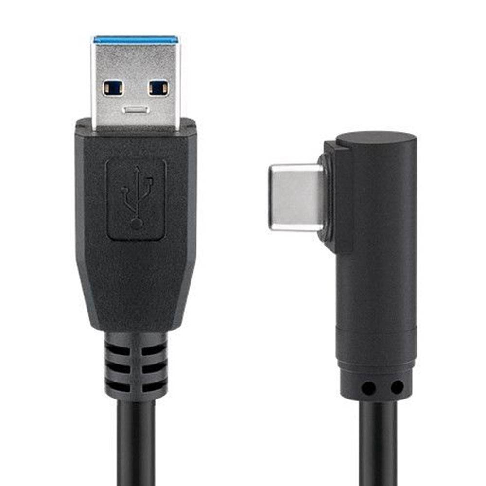 USB-C Stecker auf USB A 3.0 Kabel mit 90 Grad Stecker, schwarz, zum super schnellen Laden und Synchronisieren mit bis zu