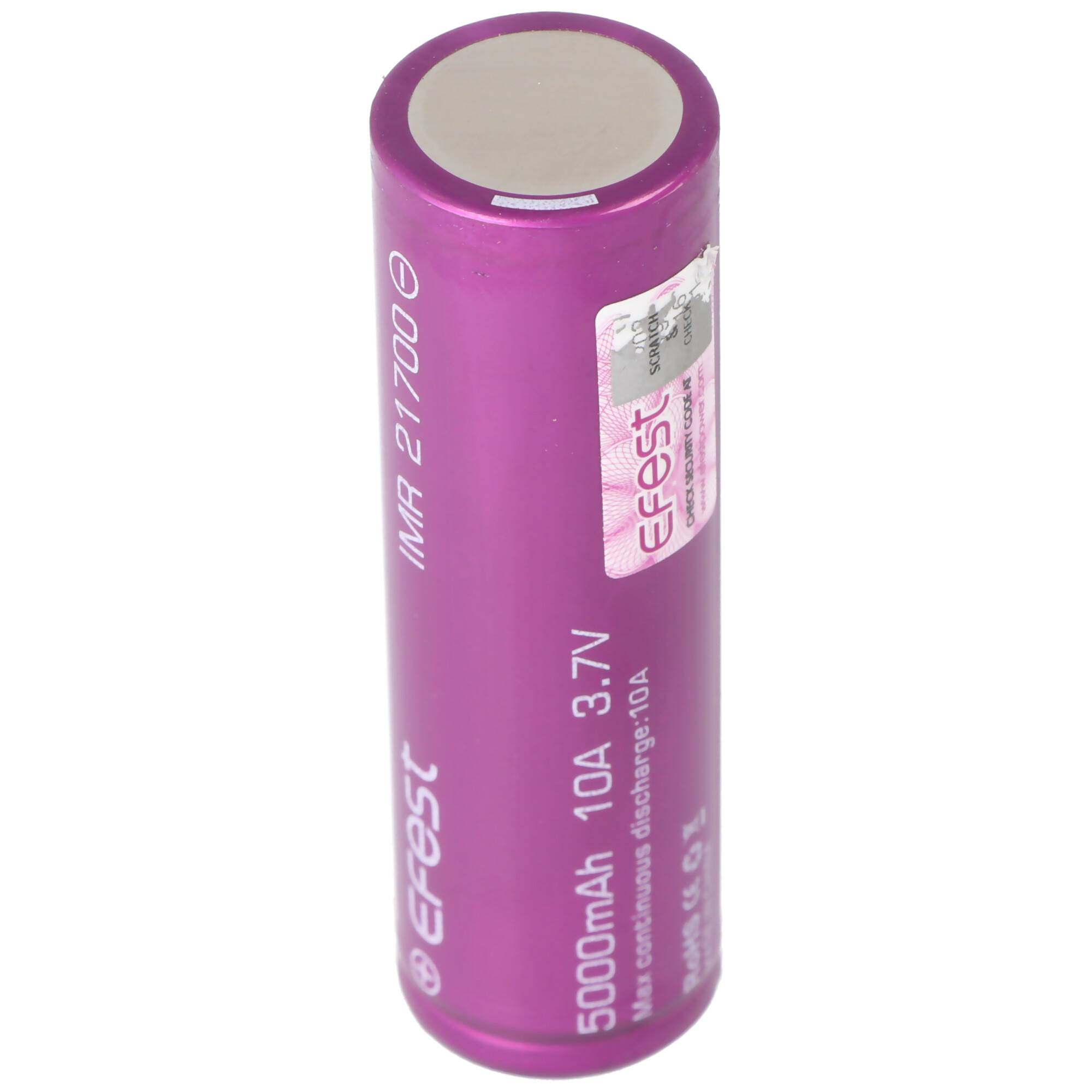 Violette zylindrische wiederaufladbare Batterie mit der Bezeichnung 