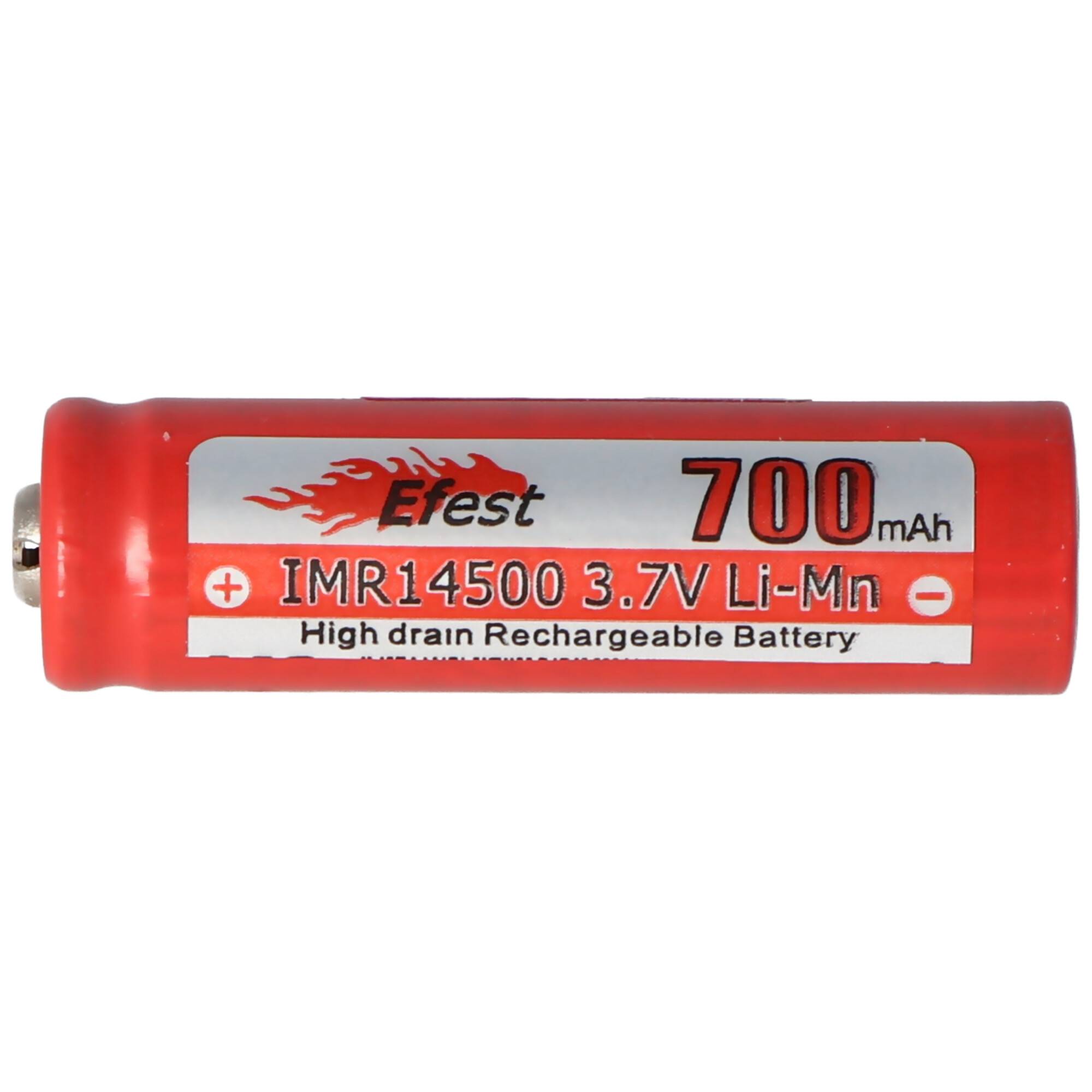 Efest IMR 14500 V2 Akku mit 700mAh 3,7V Li-Ion-Akku Pluspol erhöht, Abmessungen ca. 50,5x14,2mm beachten
