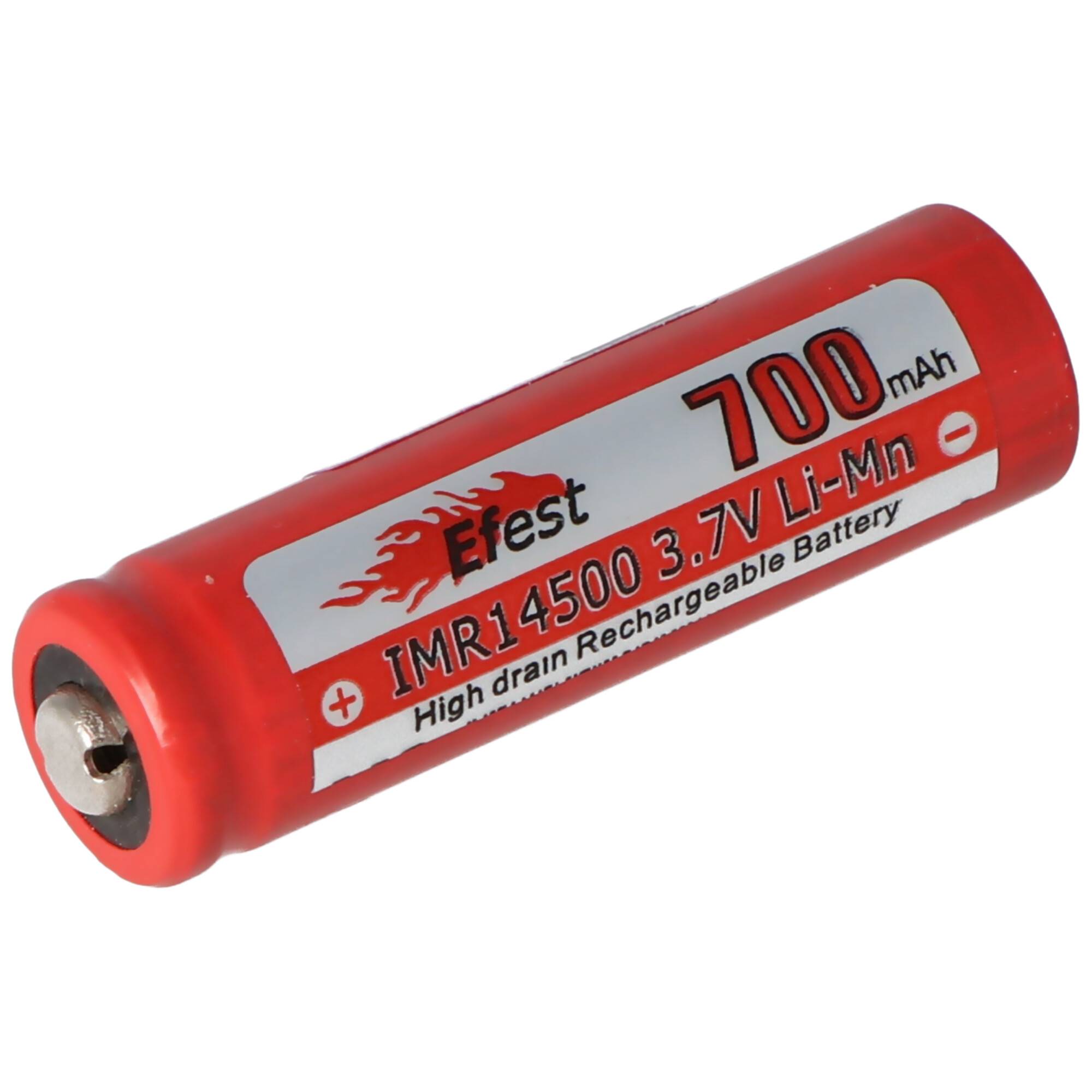 Efest IMR 14500 V2 Akku mit 700mAh 3,7V Li-Ion-Akku Pluspol erhöht, Abmessungen ca. 50,5x14,2mm beachten