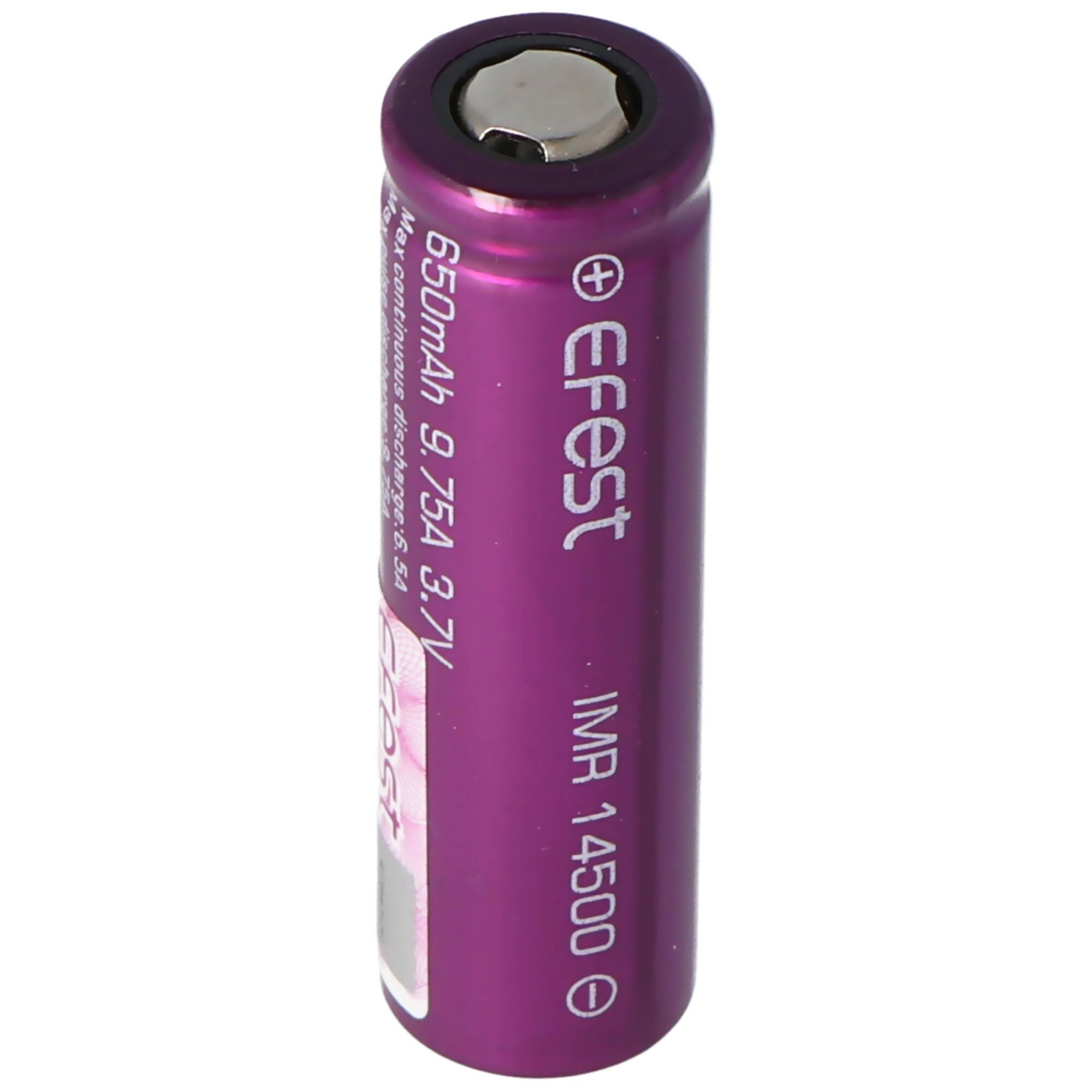 Efest IMR 14500 - 650mAh 3,6V - 3,7V Li-Ion-Akku (Pluspol flach)