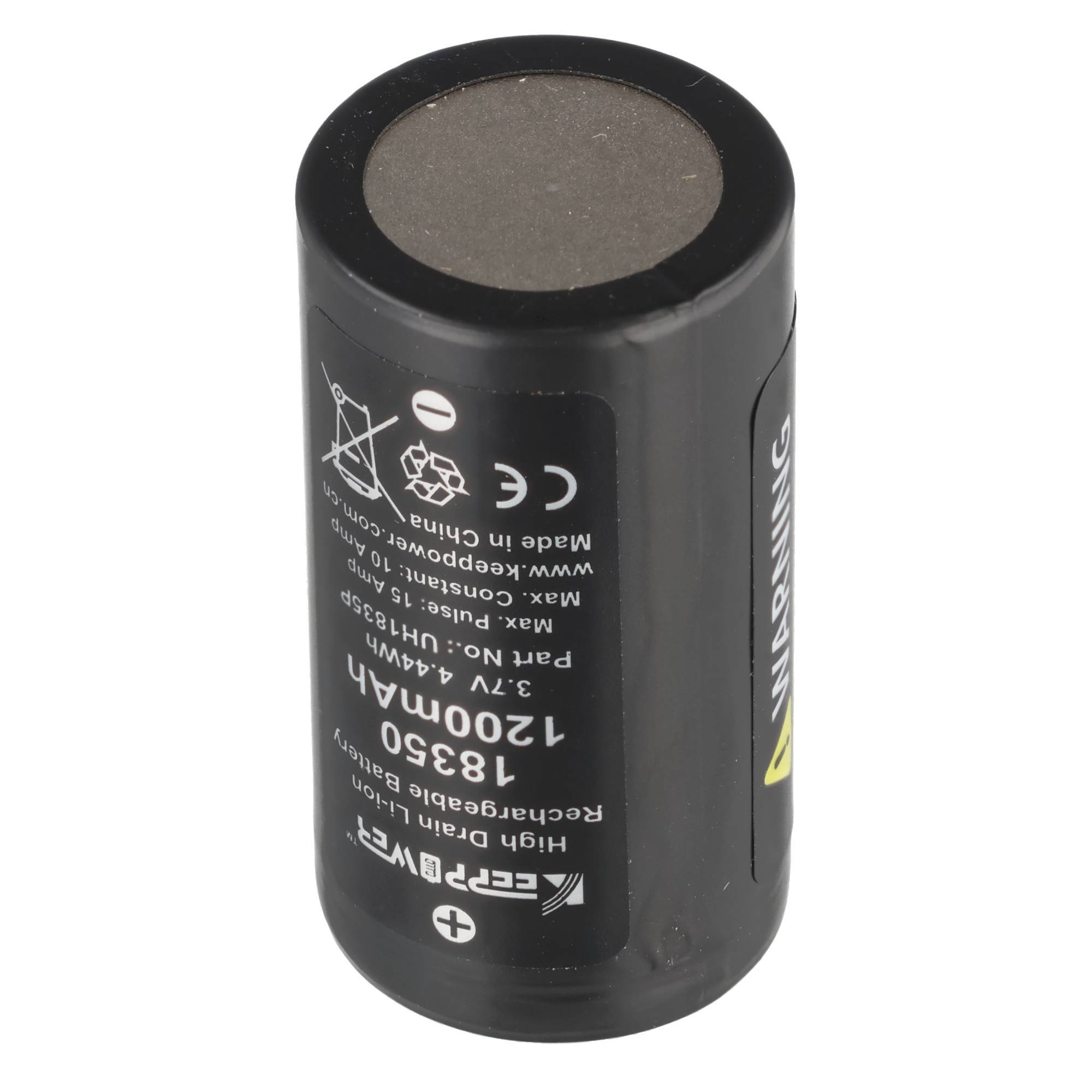 Li-Ion-Akku IMR18350 - 1200mAh 10A, max. 15A, 3,6V - 3,7V, 35x18,3mm