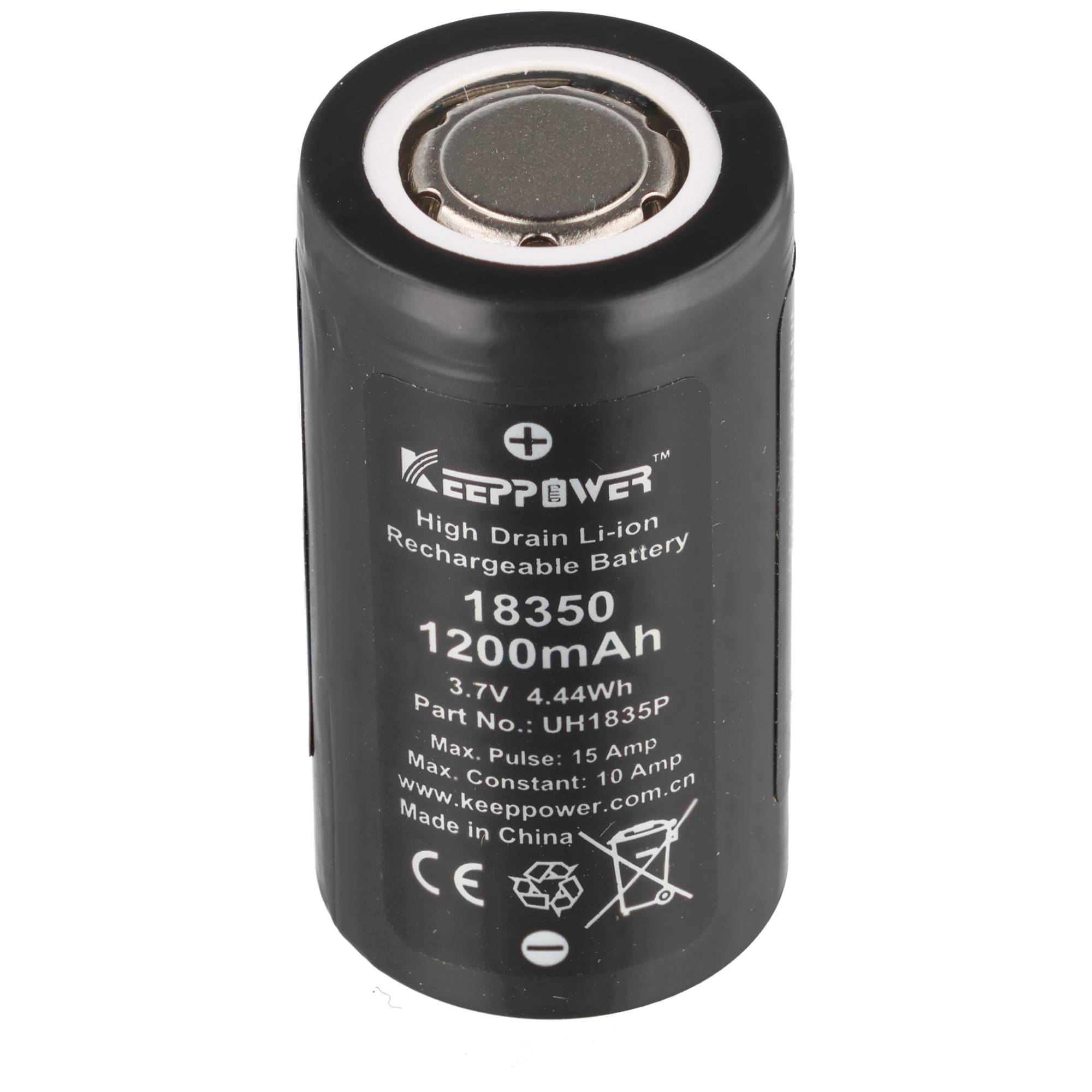 Li-Ion-Akku IMR18350 - 1200mAh 10A, max. 15A, 3,6V - 3,7V, 35x18,3mm