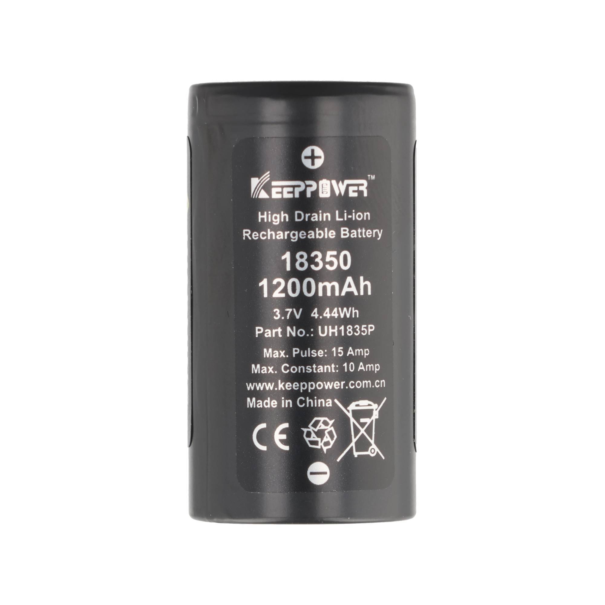 Li-Ion-Akku IMR18350 - 1200mAh 10A, max. 15A, 3,6V - 3,7V, 35x18,3mm