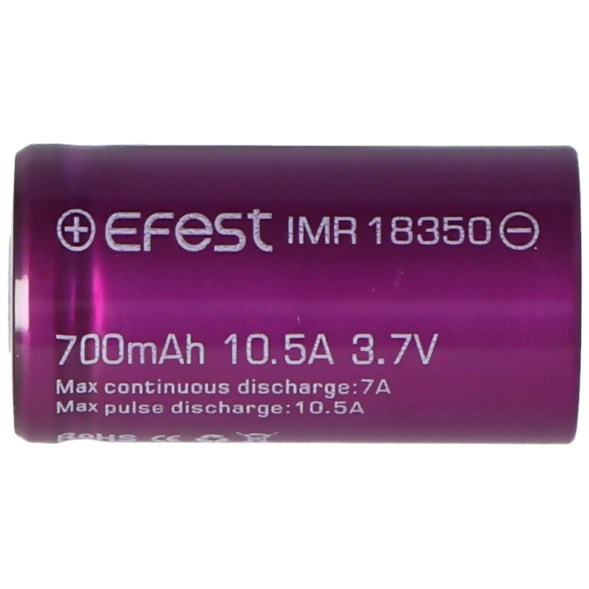 Efest Purple IMR18350 - 700mAh 3,7V Li-Ion-Akku (Pluspol flach)