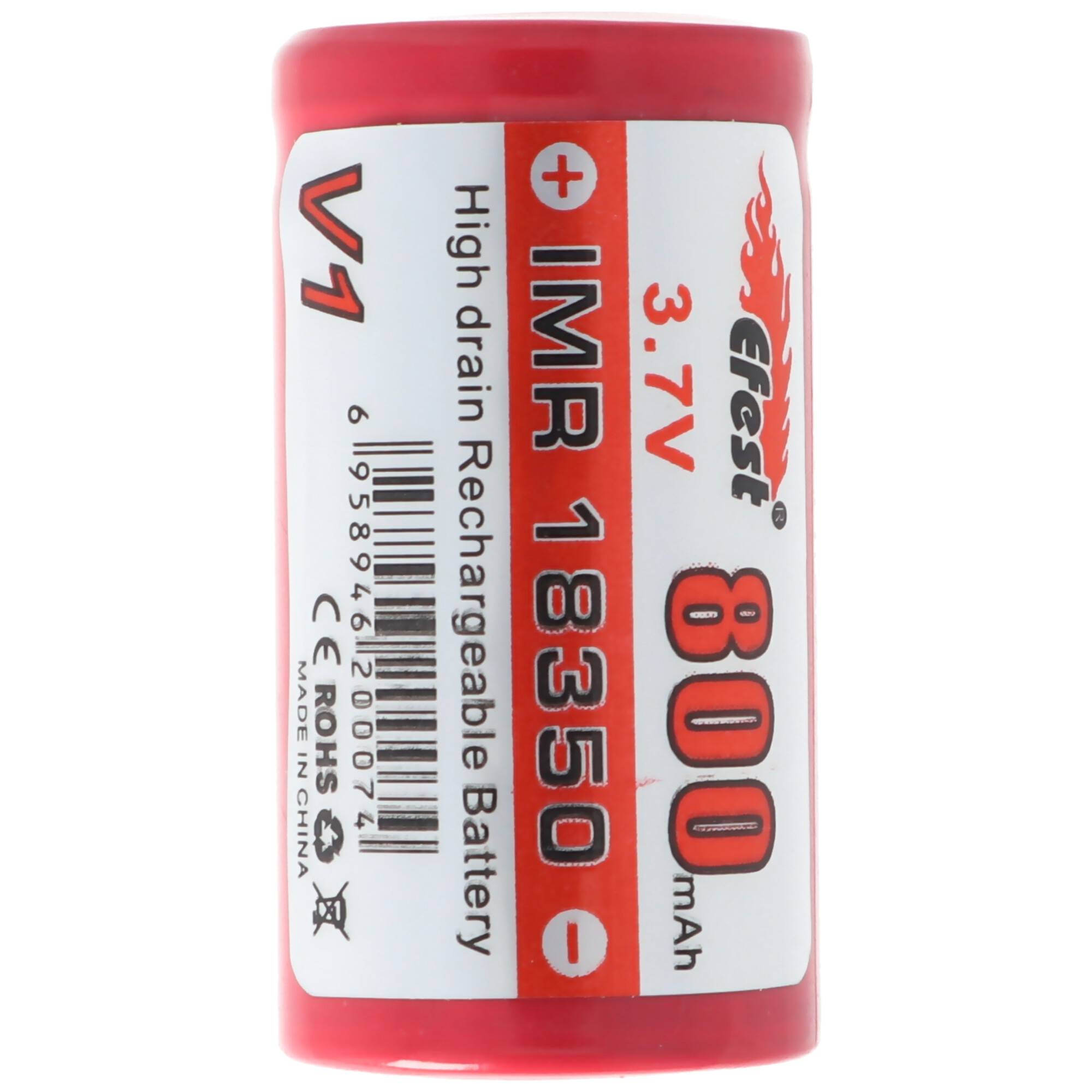 Efest IMR 18350 V1 - 800mAh 3,7V Li-Ion 34,85x18,3mm mit Pluspol flach, ungeschützt
