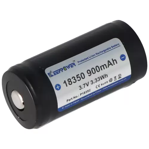 Keeppower 18350 - 900mAh, 3,7V Li-Ion-Akku geschützt, Abmessungen 38,2x18,45mm Keeppower 18350 - 900mAh, 3,7V Li-Ion-Akku geschützt, Abmessungen 38,2x18,45mm