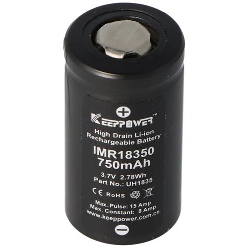 Keeppower IMR18350 - 750mAh, 3,7V (8A) Li-Ion-Akku Keeppower IMR18350 - 750mAh, 3,7V (8A) Li-Ion-Akku
