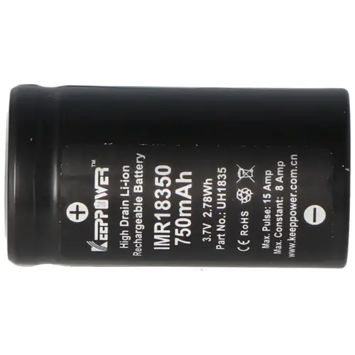 Keeppower IMR18350 - 750mAh, 3,7V (8A) Li-Ion-Akku Keeppower IMR18350 - 750mAh, 3,7V (8A) Li-Ion-Akku
