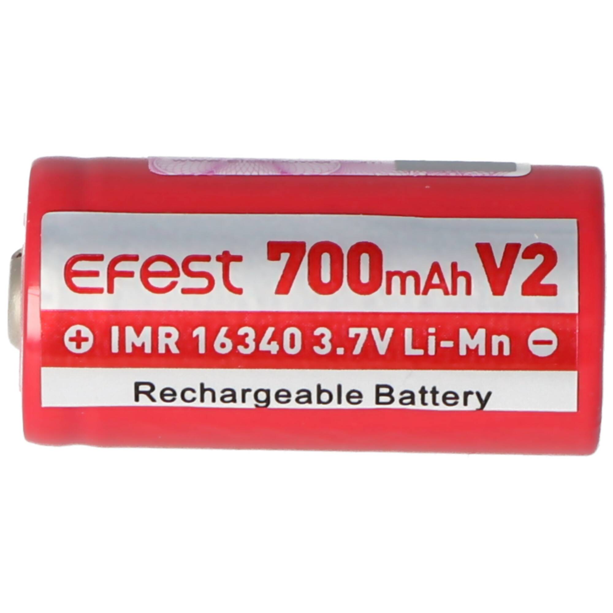 Efest IMR 16340 V2 700mAh 3,7V Pluspol erhöht LiMn (IMR) Akku