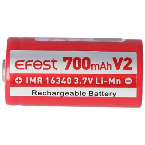 Efest IMR 16340 V2 700mAh 3,7V Pluspol erhöht LiMn (IMR) Akku Efest IMR 16340 V2 700mAh 3,7V Pluspol erhöht LiMn (IMR) Akku
