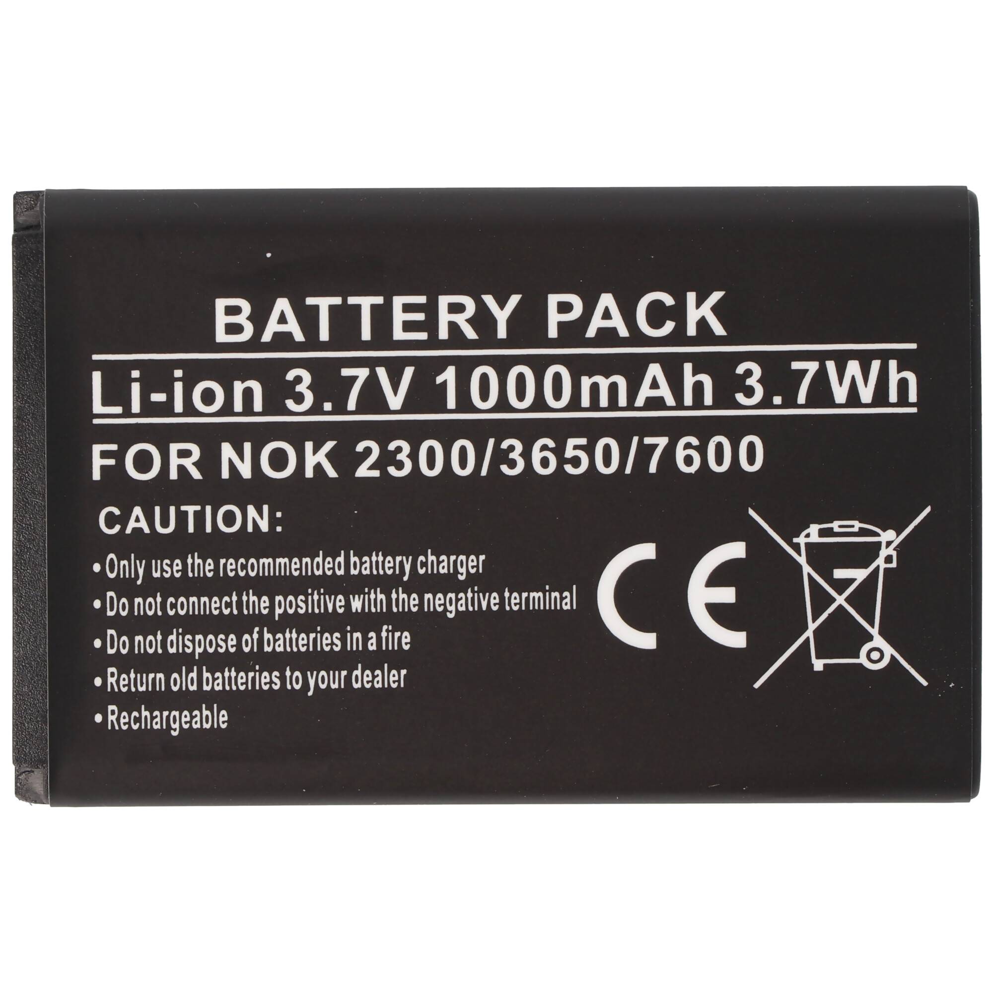 Akku passend für Nokia 2300, 3650, 7600, Li-Ion, 3,7V, 1000mAh, 3,7Wh