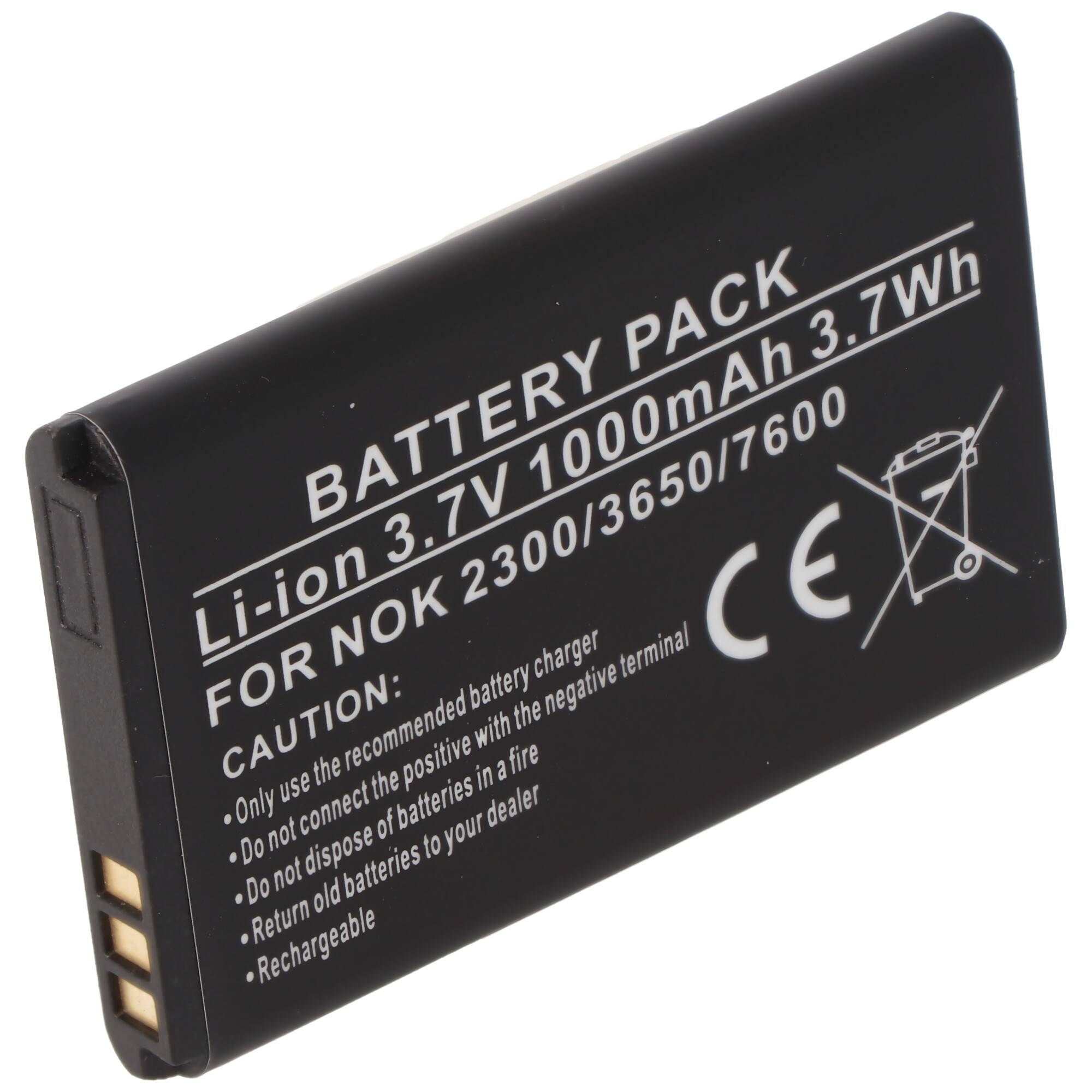 Akku passend für Nokia 2300, 3650, 7600, Li-Ion, 3,7V, 1000mAh, 3,7Wh