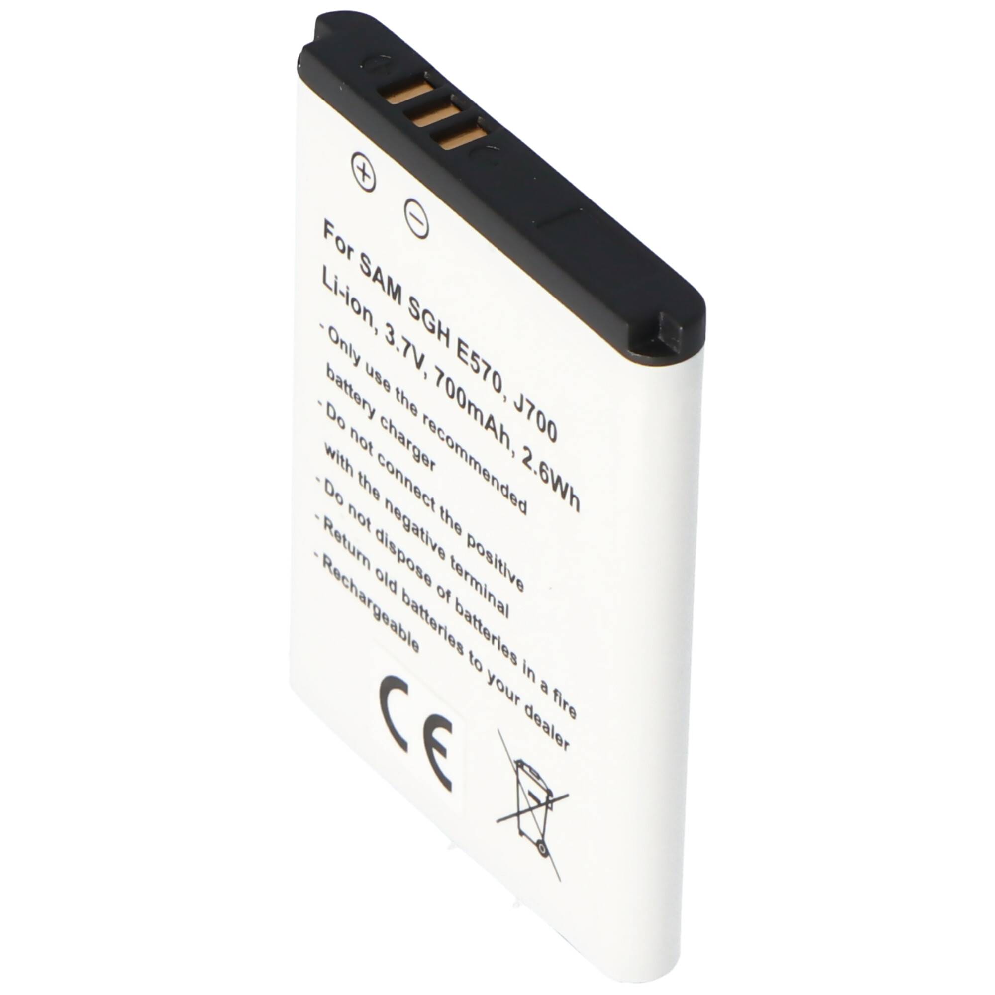 Akku passend für Samsung SGH E570, J700, Li-Ion, 3,7V, 700mAh, 2,6Wh