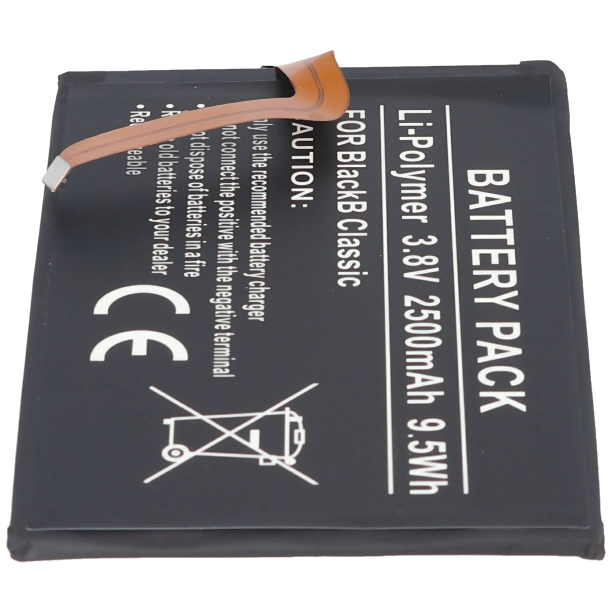 Akku passend für Blackberry Classic, BPCLS00001B, 1ICP4/59/93, Li-Polymer, 3,8V, 2500mAh, 9,5Wh, built-in, ohne Werkzeug
