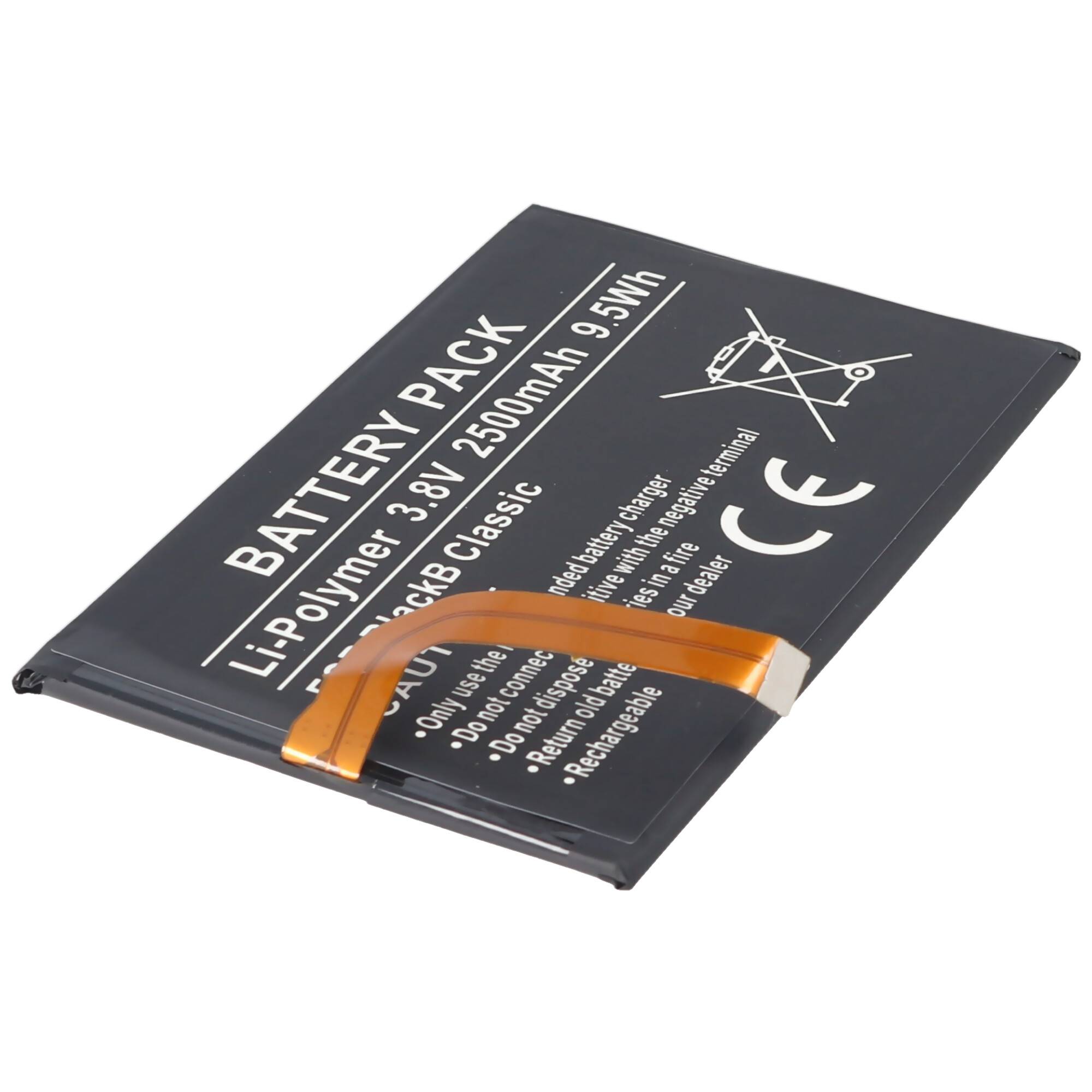 Akku passend für Blackberry Classic, BPCLS00001B, 1ICP4/59/93, Li-Polymer, 3,8V, 2500mAh, 9,5Wh, built-in, ohne Werkzeug