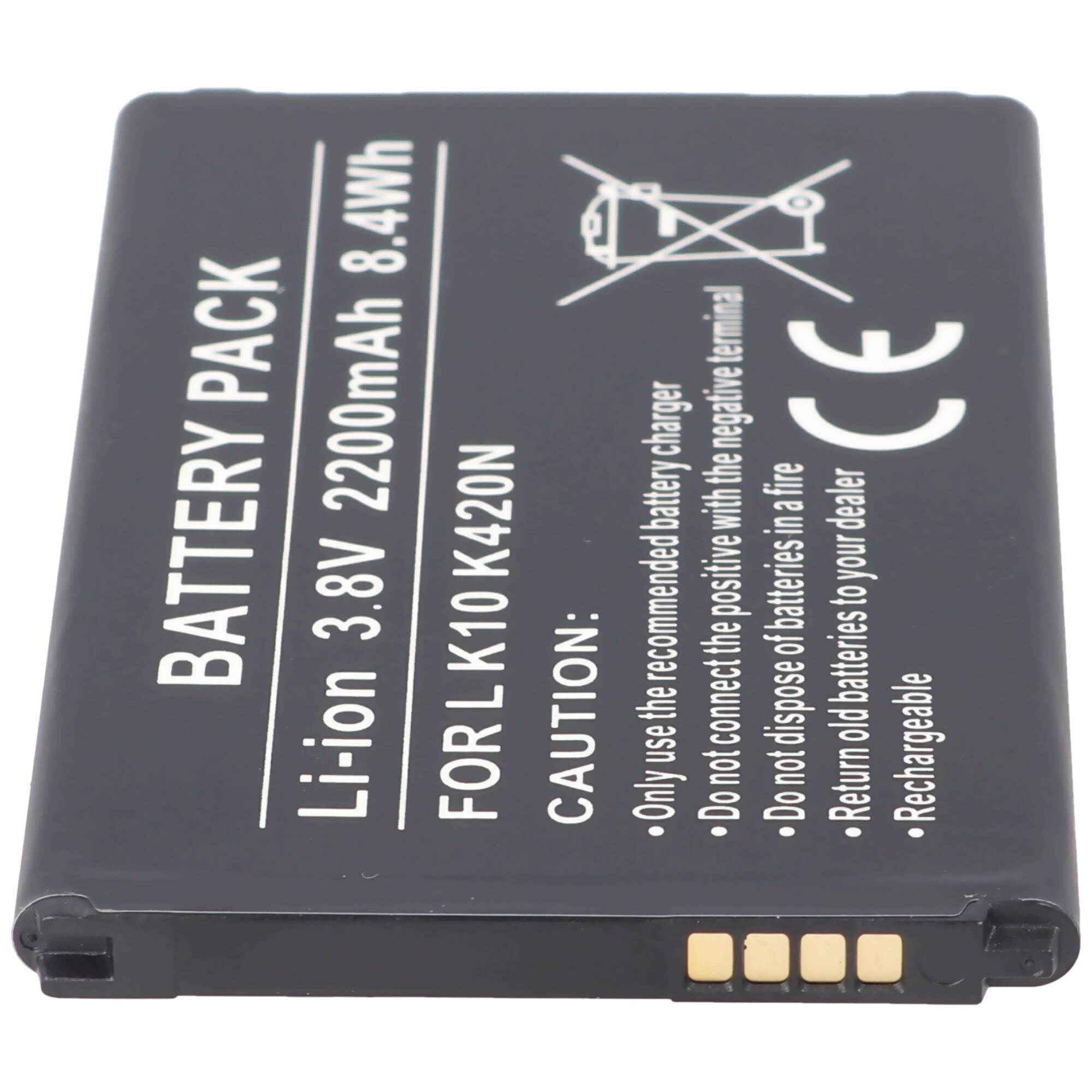 Akku passend für LG K10 K420N, BL-45A1H, EAC63158301, Li-Ion, 3,8V, 2200mAh, 8,4Wh, incl. IC chip
