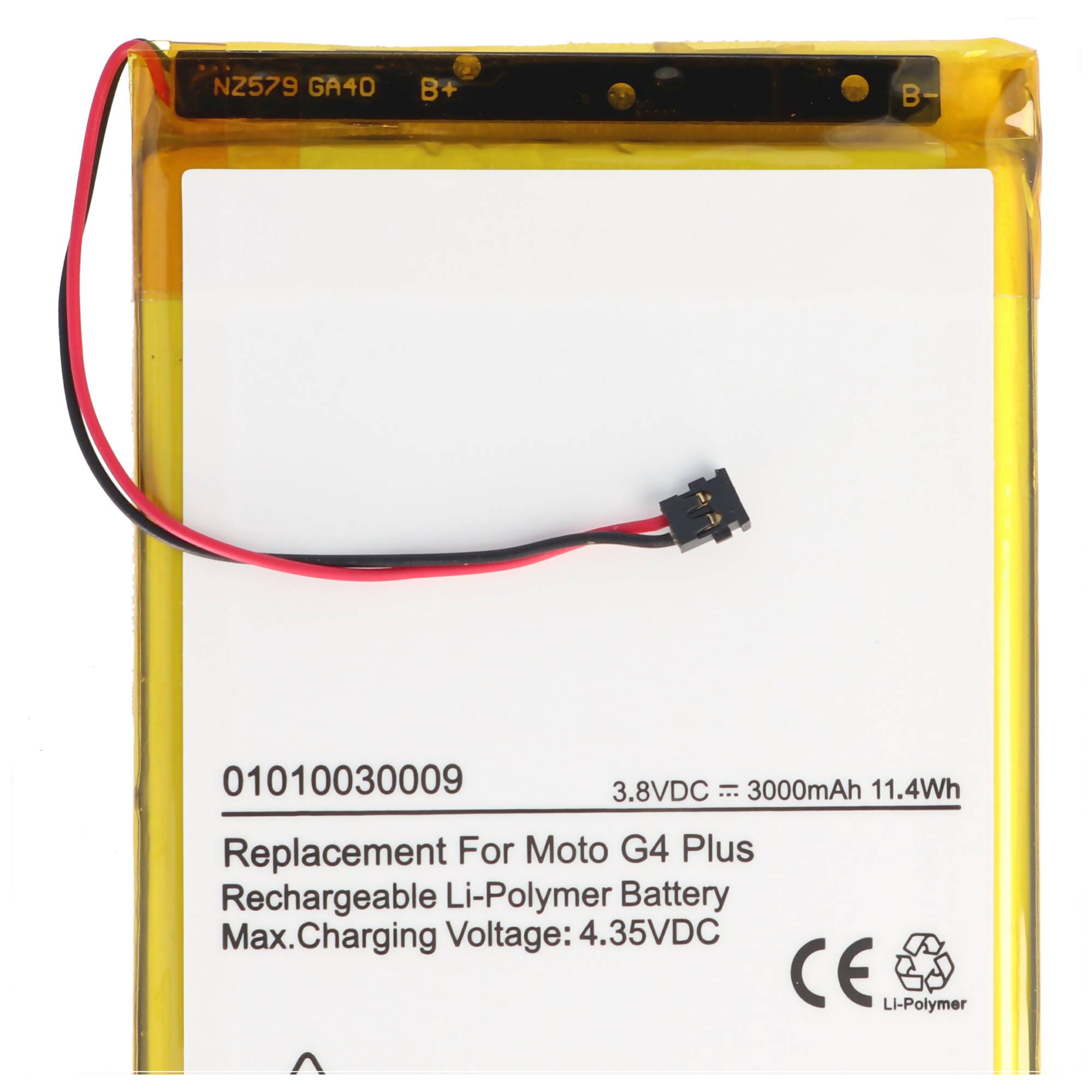 Akku passend für Lenovo Moto G4 Plus, XT1642, GV40, SNN5966A, GA40 Li-Polymer, 3,8V, 3000mAh, 11,4Wh, built-in, ohne Wer