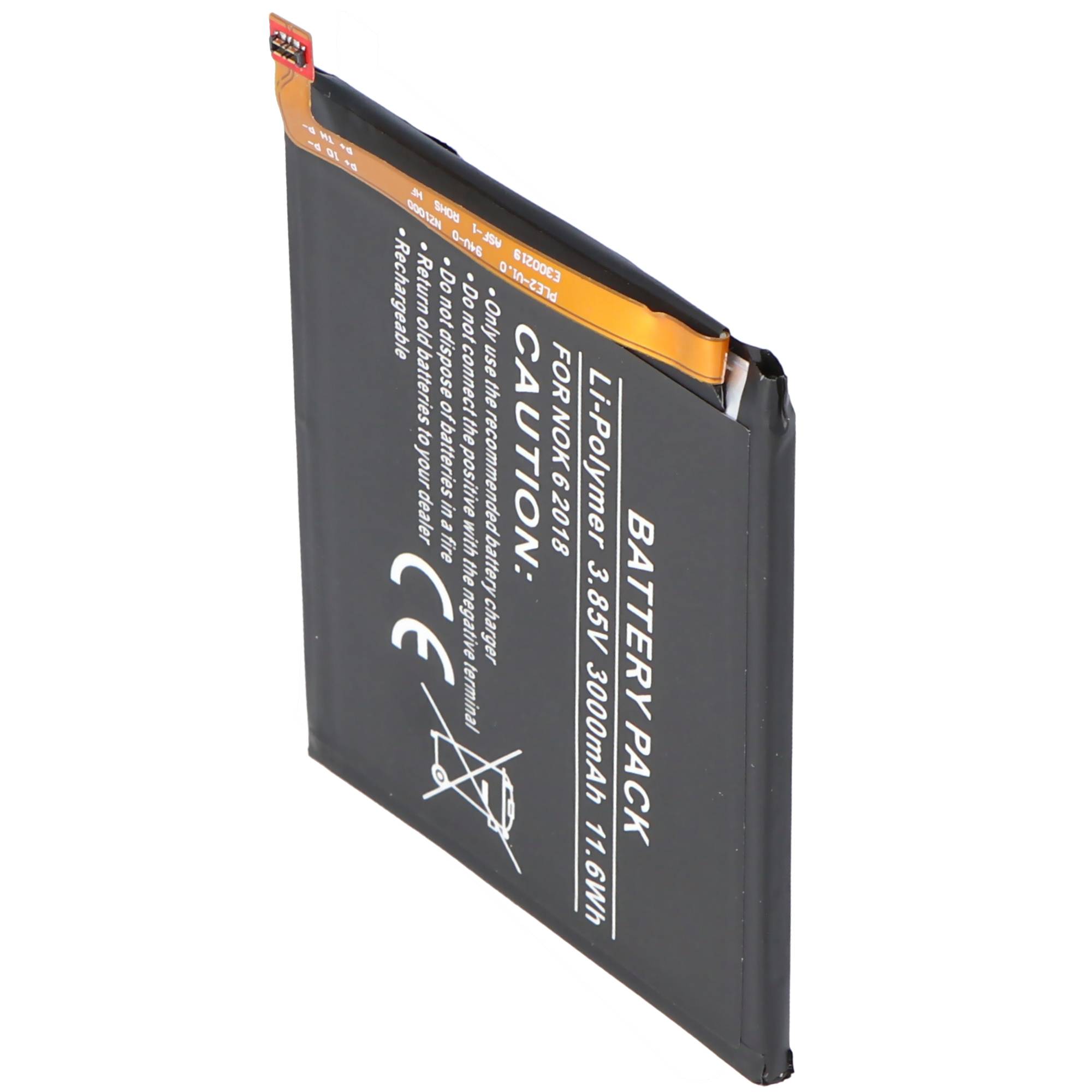 Akku passend für Nokia 6 2018, Li-Polymer, 3,85V, 3000mAh, 11,6Wh