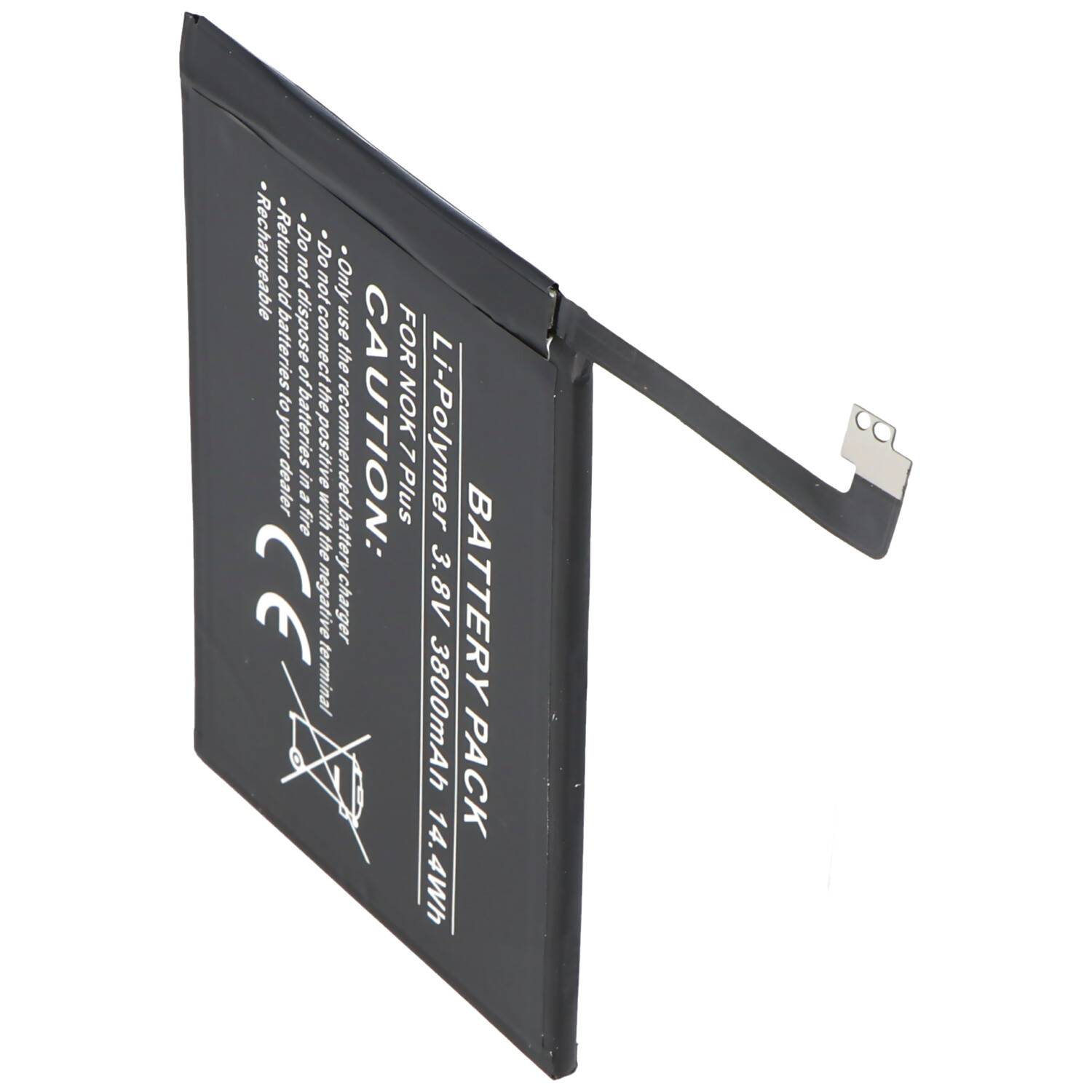 Akku passend für Nokia 7 plus, Li-Polymer, 3,8V, 3800mAh, 14,4Wh