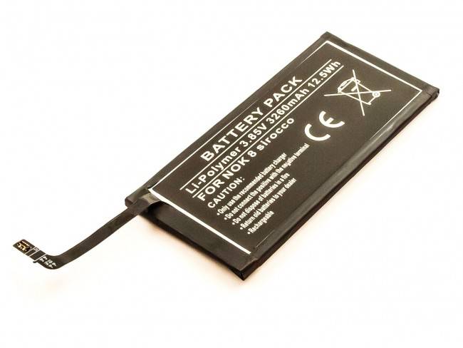 Akku passend für Nokia 8 Sirocco, Li-Polymer, 3,85V, 3260mAh, 12,5Wh, built-in, ohne Werkzeug