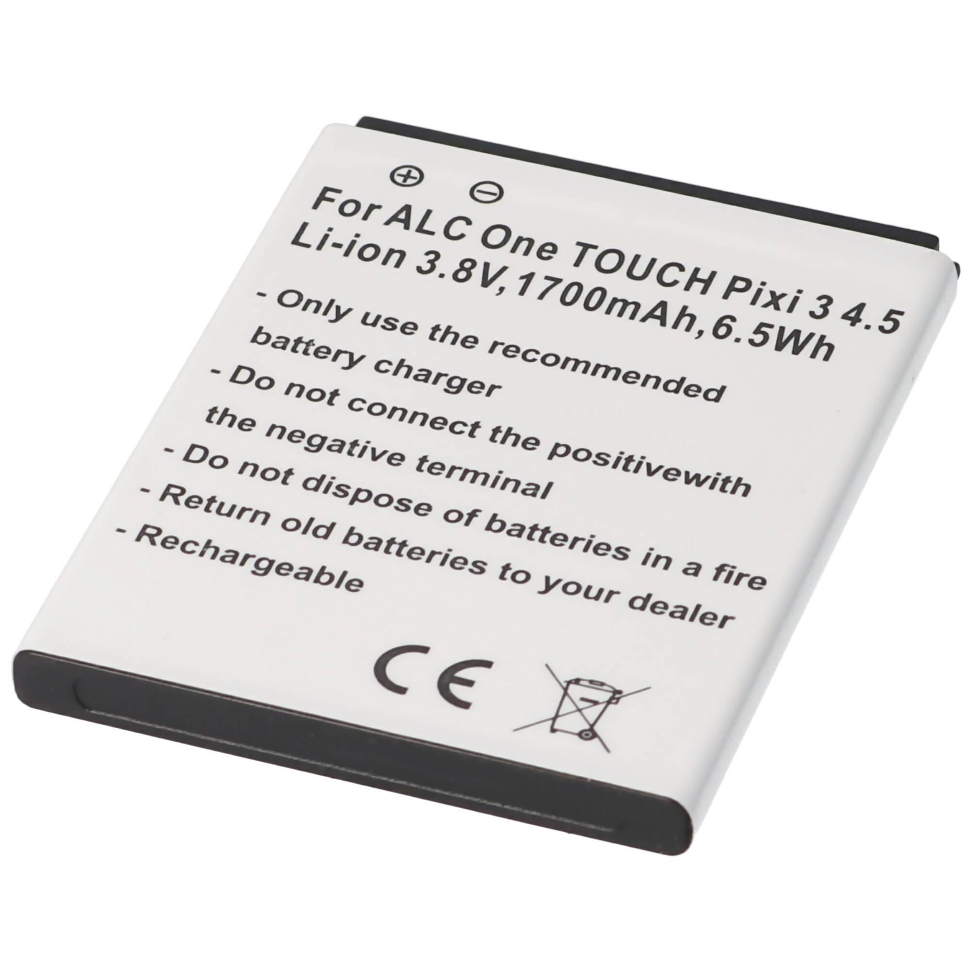Akku passend für Alcatel One Touch Pixi 3 4.5, Li-Ion, 3,8V, 1700mAh, 6,5Wh
