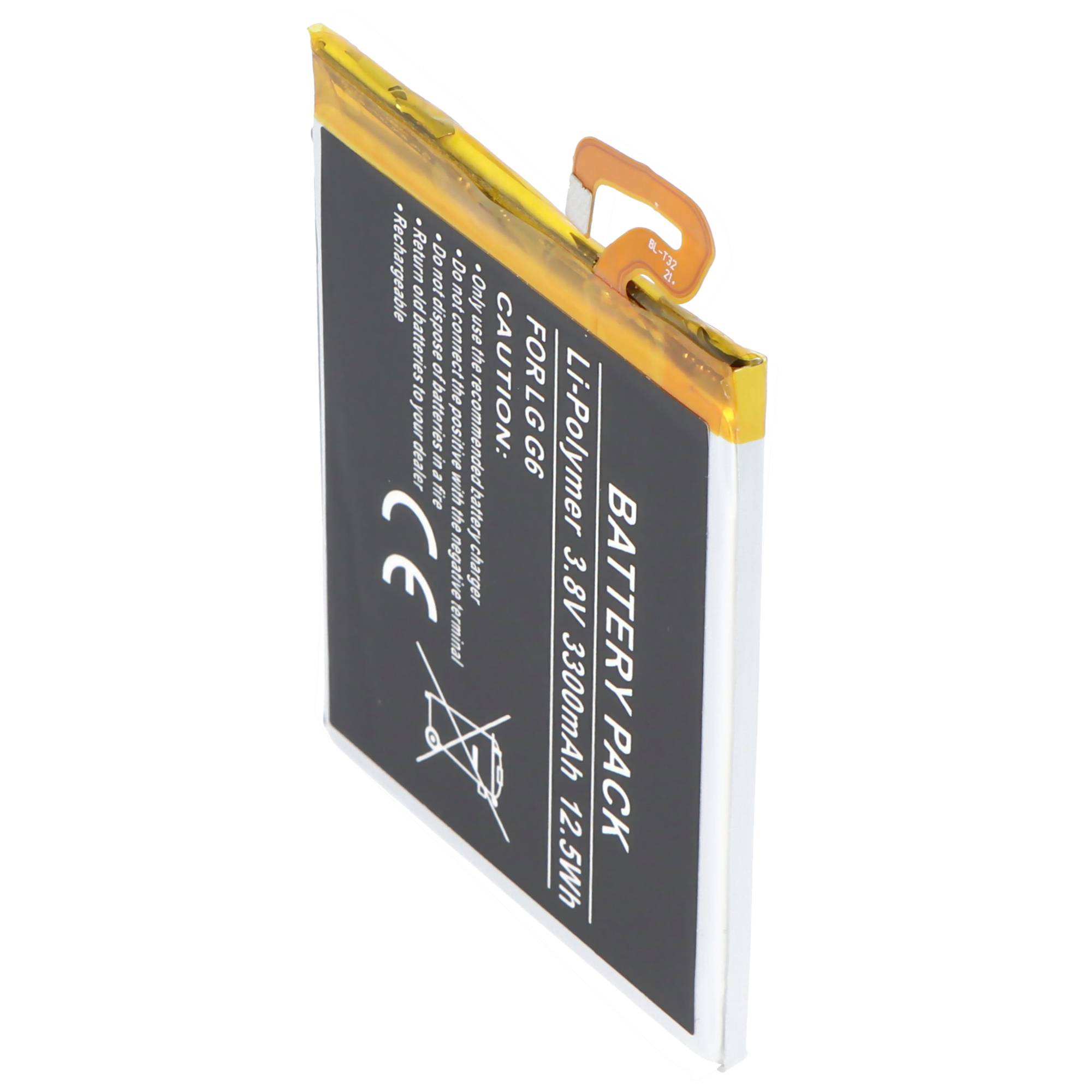 Akku passend für LG G6, Li-Polymer, 3,8V, 3300mAh, 12,5Wh, built-in, ohne Werkzeug