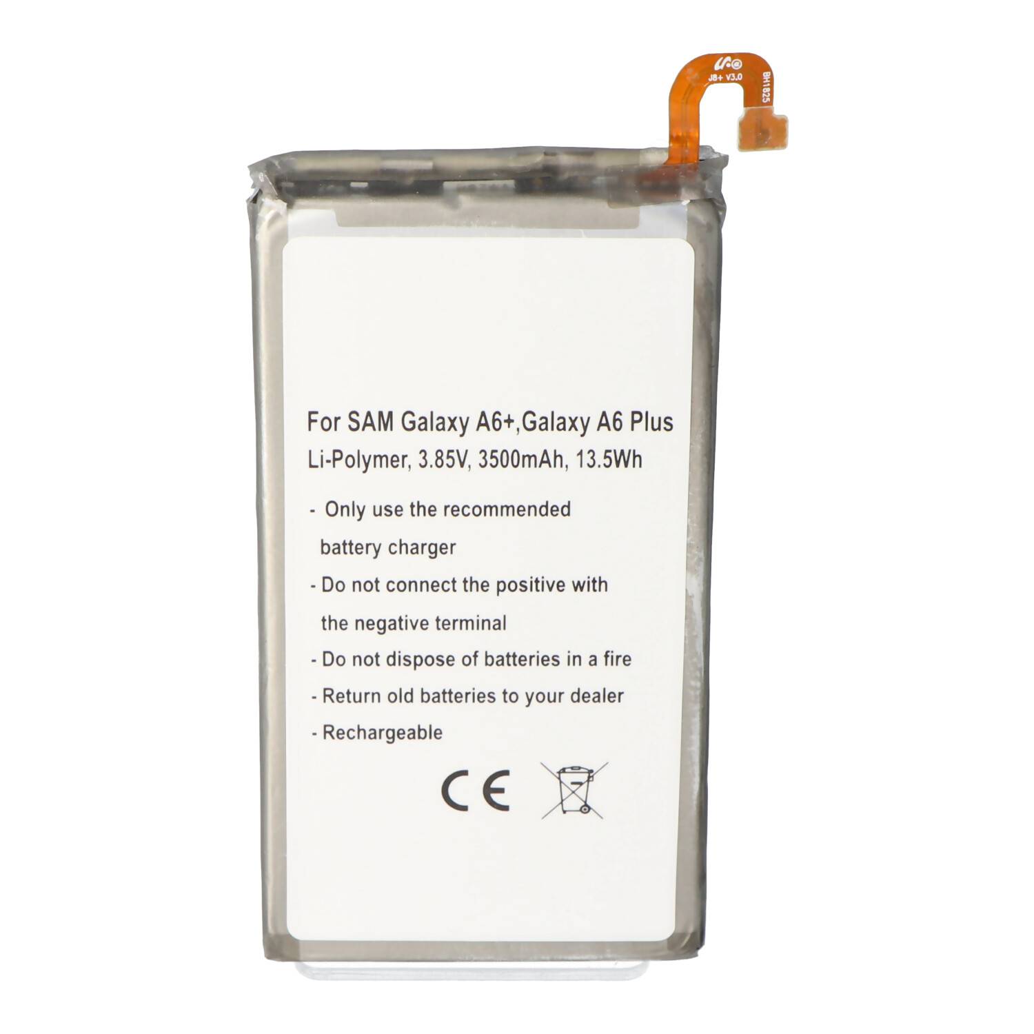 Akku passend für Samsung Galaxy A6+ Galaxy A6 Plus Li-Polymer 3,8V 3500mAh 13,3Wh built-in ohne Werkzeug