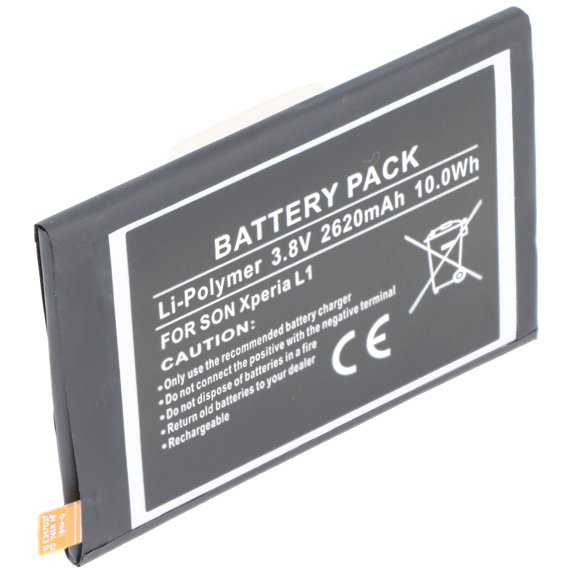Akku passend für Sony XPERIA L1, Li-Polymer, 3,8V, 2620mAh, 10,0Wh, built-in, ohne Werkzeug