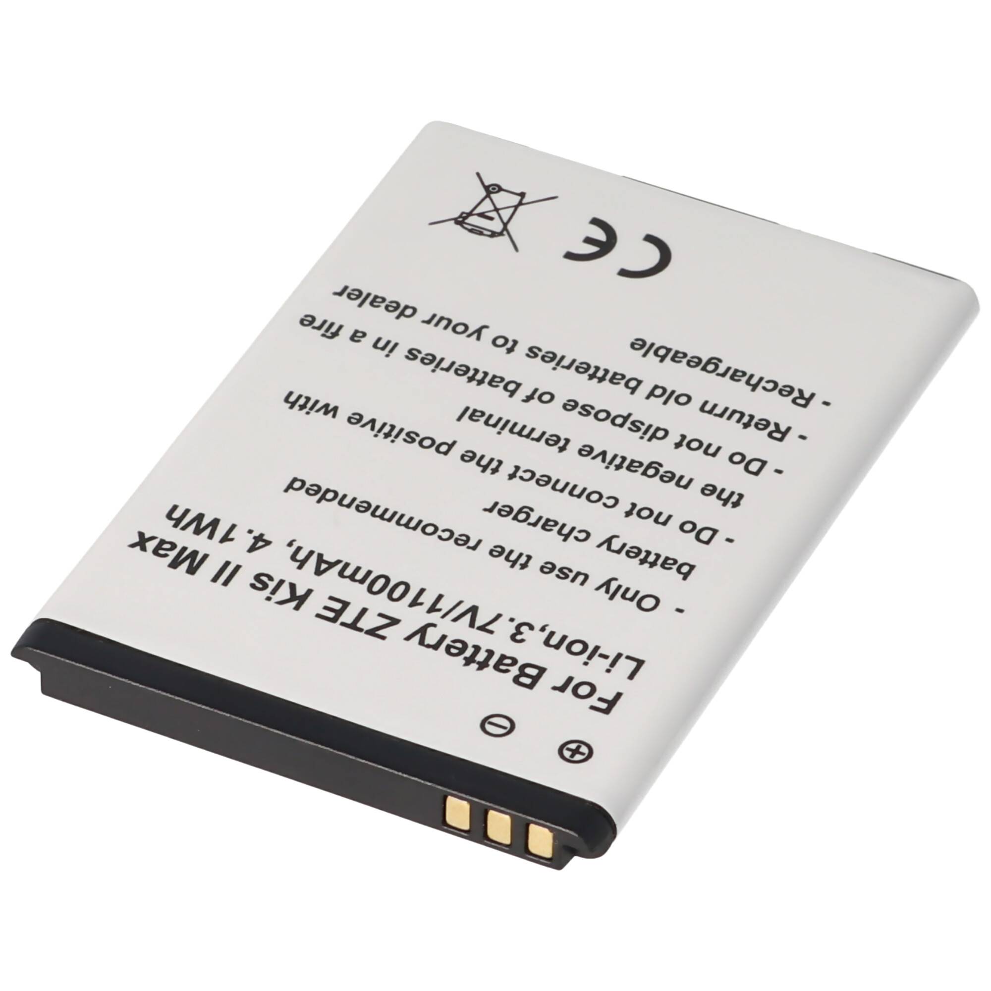 Akku passend für ZTE Kis II Max, Li-Ion, 3,7V, 1100mAh, 4,1Wh