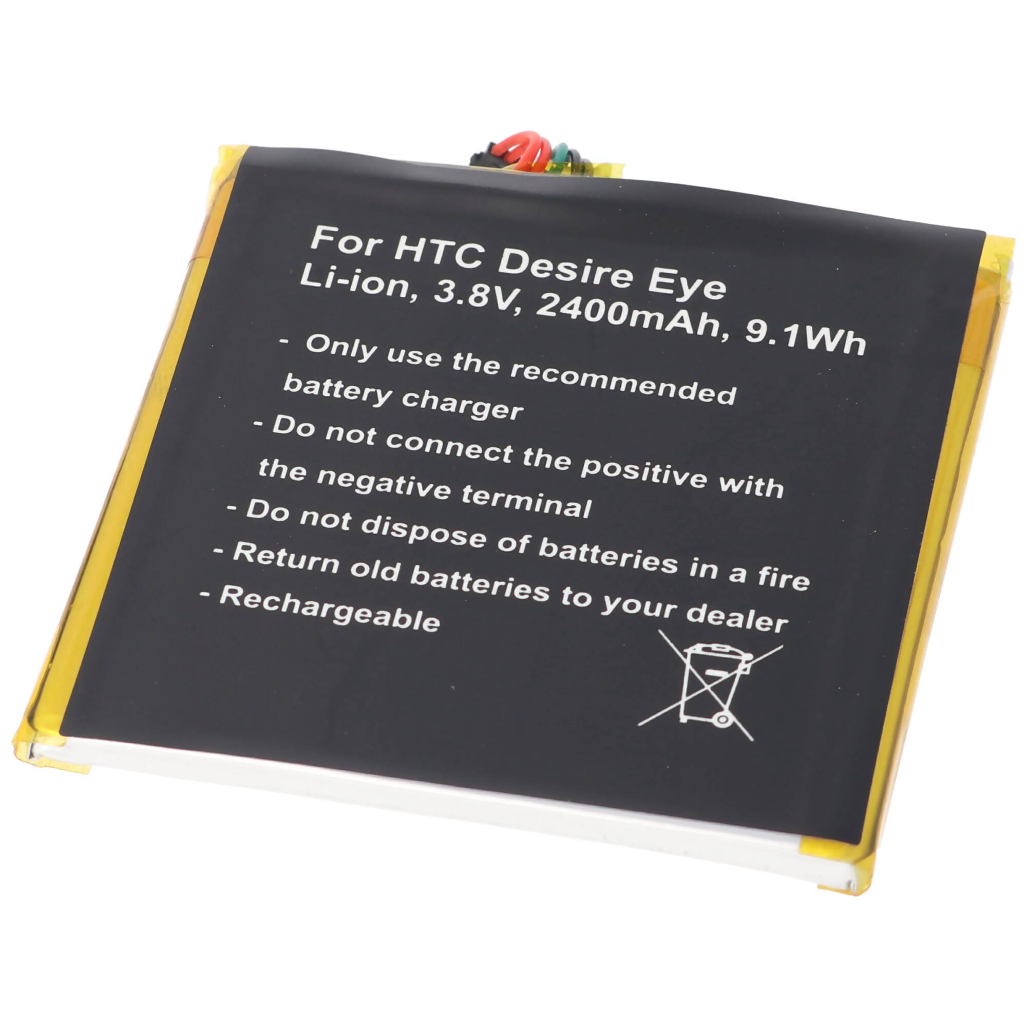 Akku passend für HTC Desire Eye, Li-Ion, 3,8V, 2400mAh, 9,1Wh, built-in, ohne Werkzeug