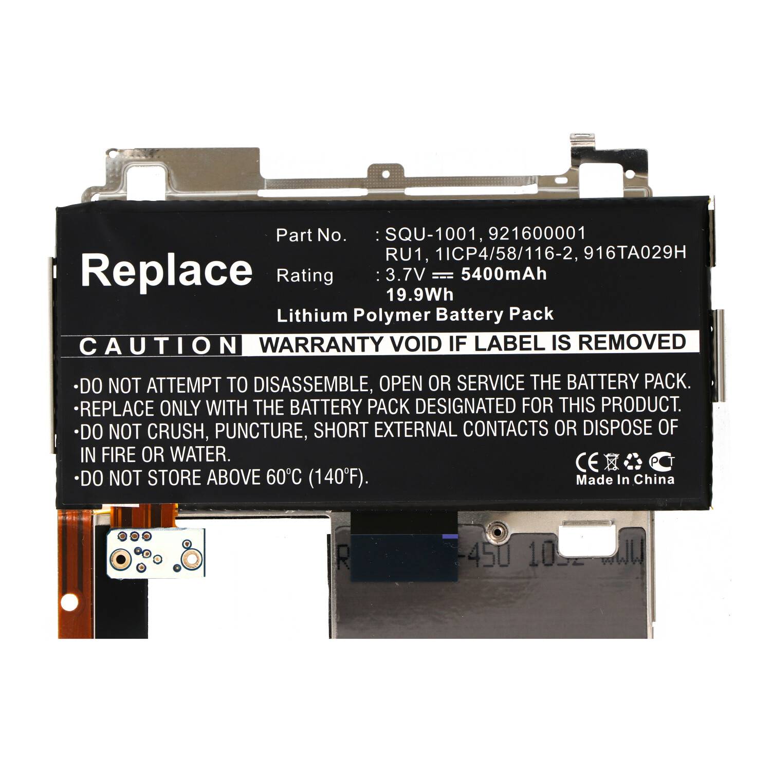 Akku passend für Blackberry Playbook, Li-Polymer, 3,7V, 5400mAh, 20,0Wh, built-in, ohne Werkzeug