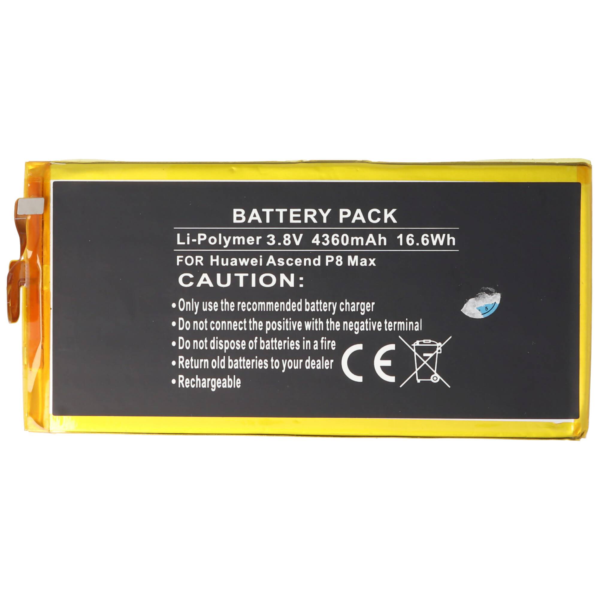 Akku passend für Huawei Ascend P8 Max Li-Polymer 3,8V 4360mAh 16,6Wh built-in ohne Werkzeug