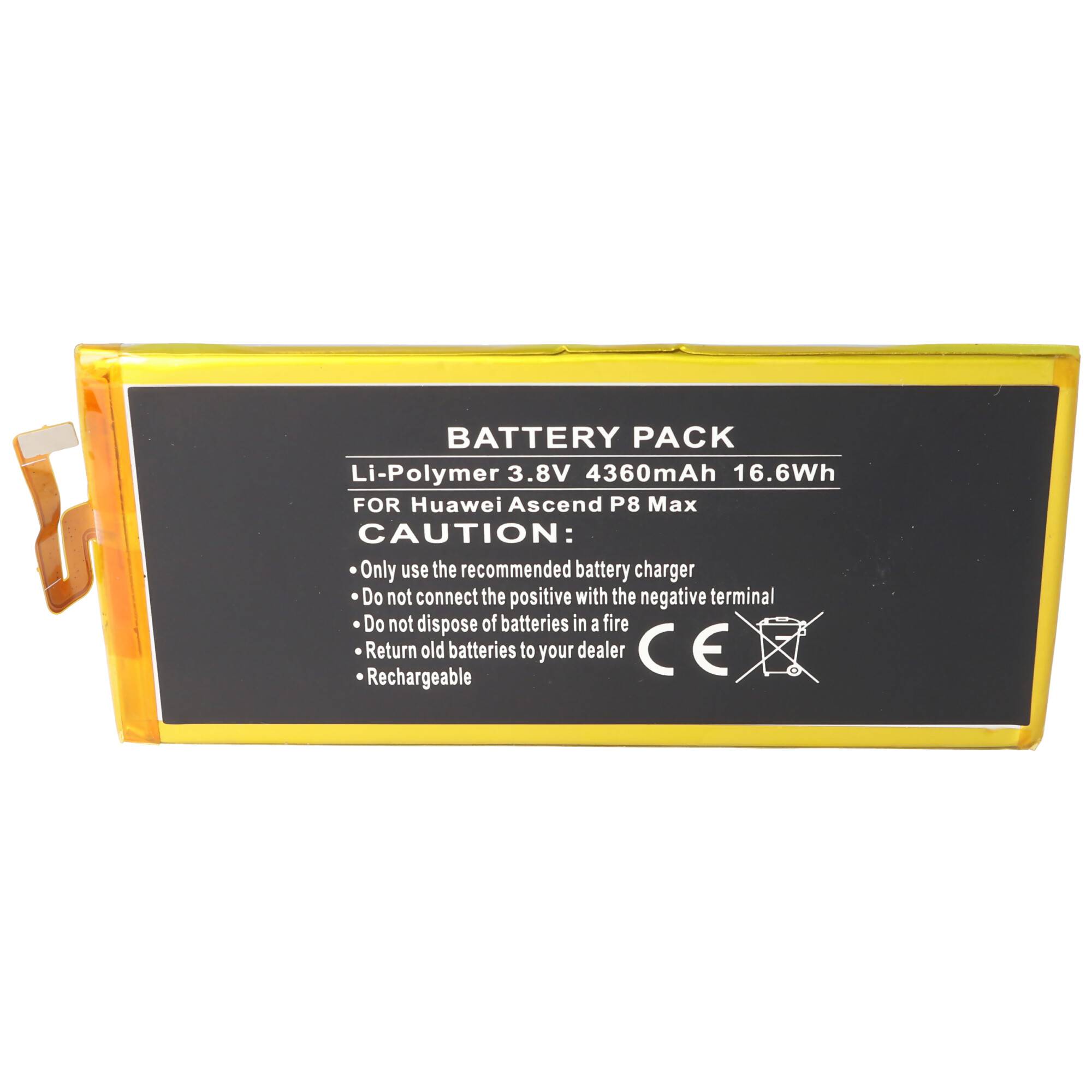Akku passend für Huawei Ascend P8 Max Li-Polymer 3,8V 4360mAh 16,6Wh built-in ohne Werkzeug