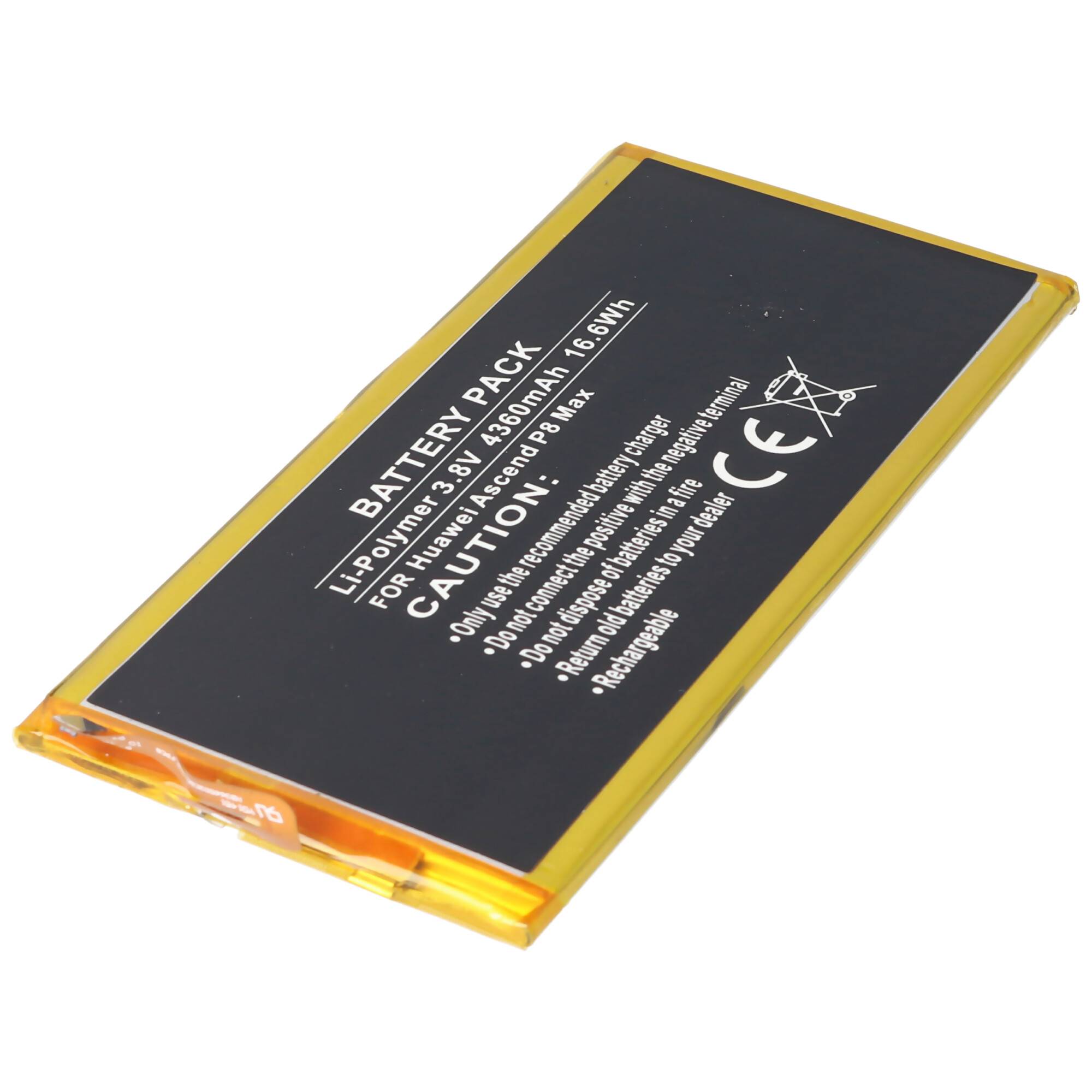 Akku passend für Huawei Ascend P8 Max Li-Polymer 3,8V 4360mAh 16,6Wh built-in ohne Werkzeug