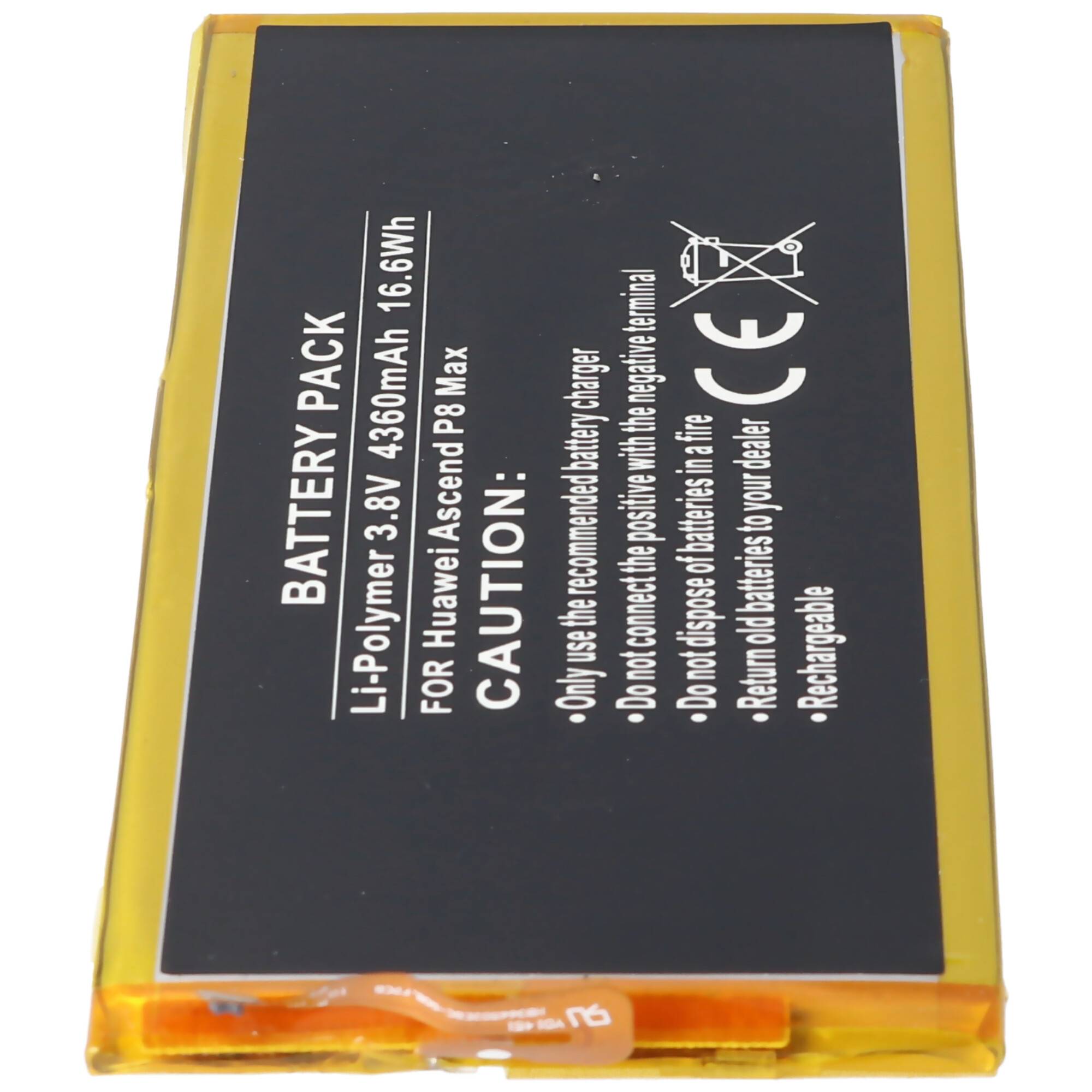 Akku passend für Huawei Ascend P8 Max Li-Polymer 3,8V 4360mAh 16,6Wh built-in ohne Werkzeug