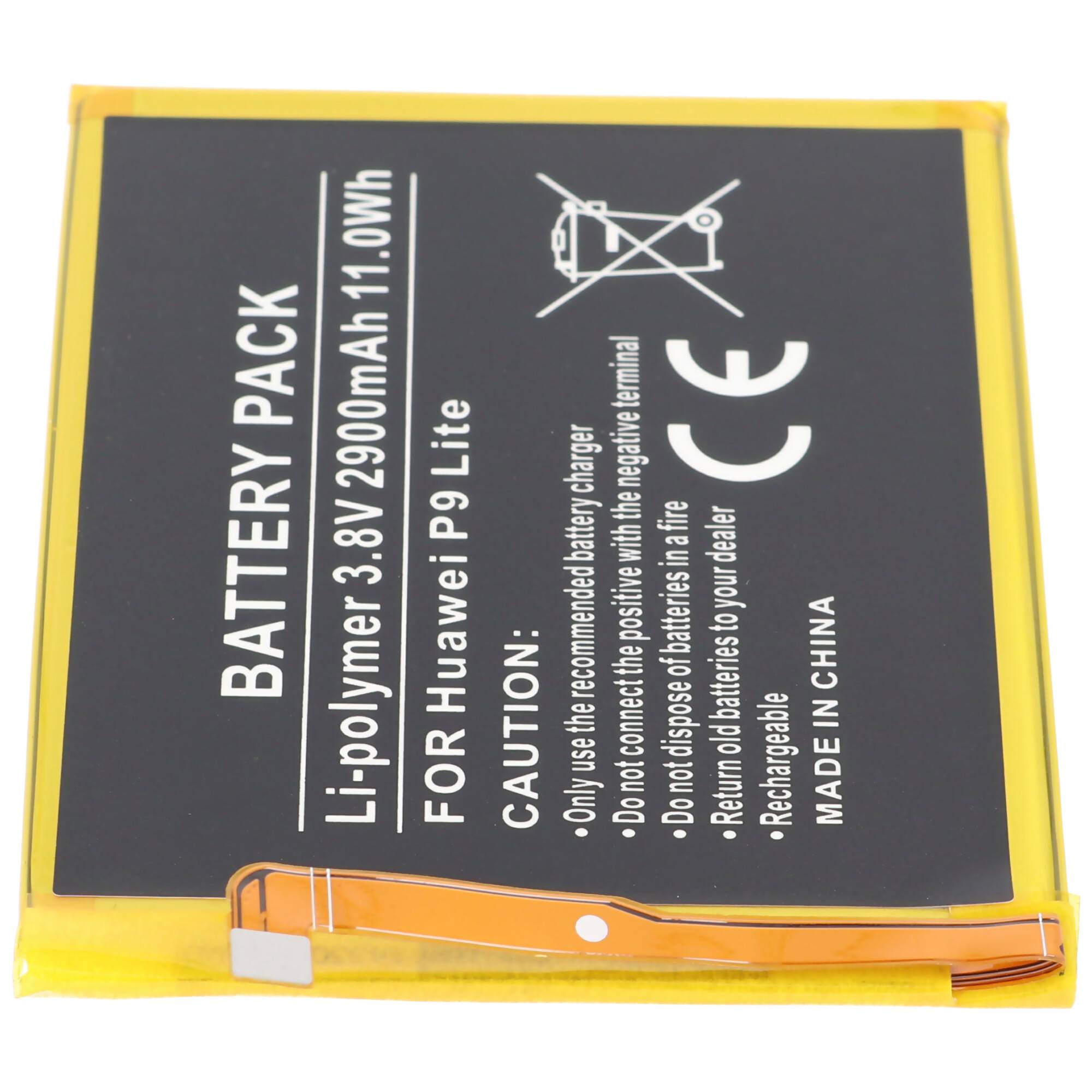 Akku passend für Huawei P9 Lite Akku HB366481ECW Li-Polymer, 3,8V, 2900mAh, 11,0Wh, built-in, ohne Werkzeug