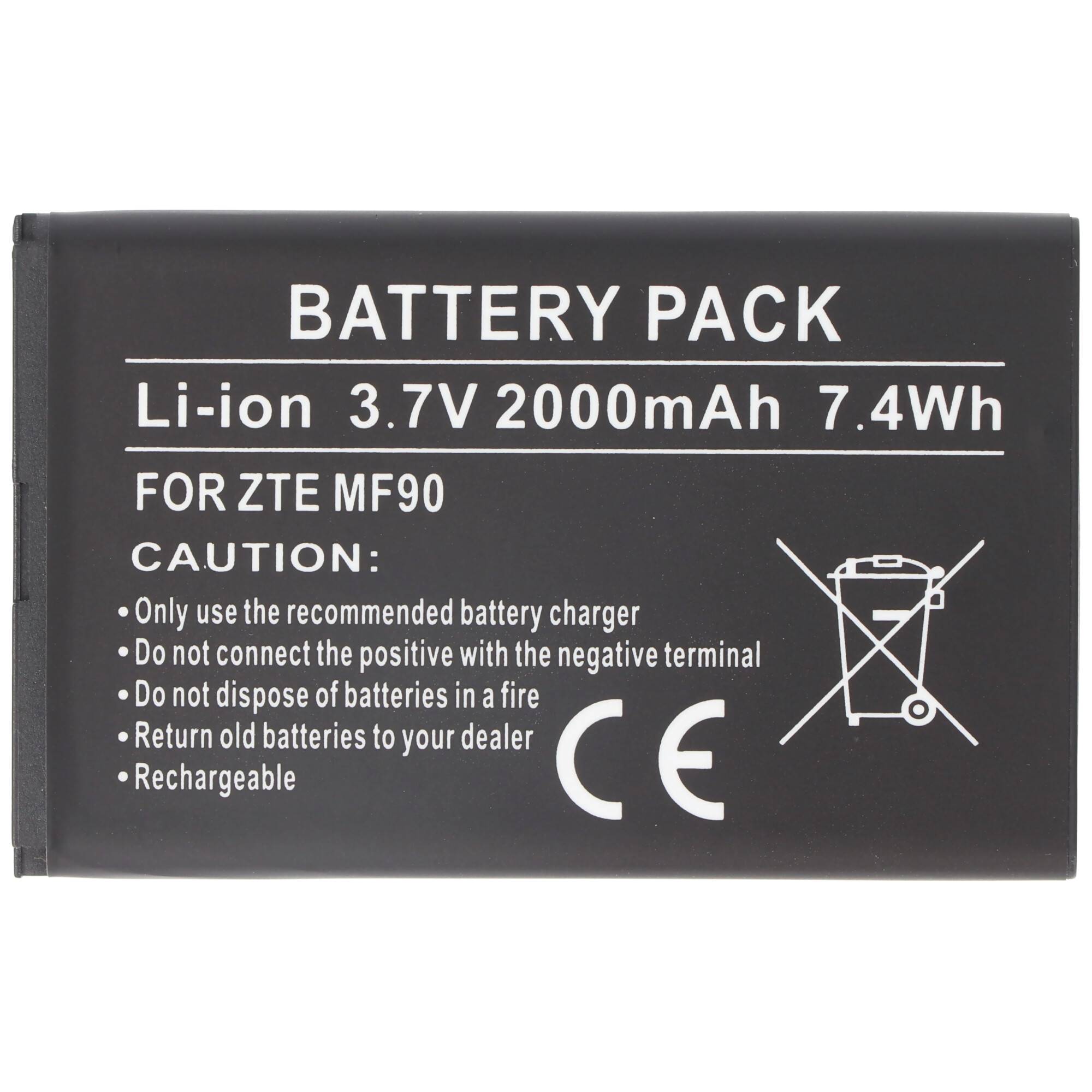 Akku passend für ZTE MF90, Li-Ion, 3,7V, 2000mAh, 7,4Wh