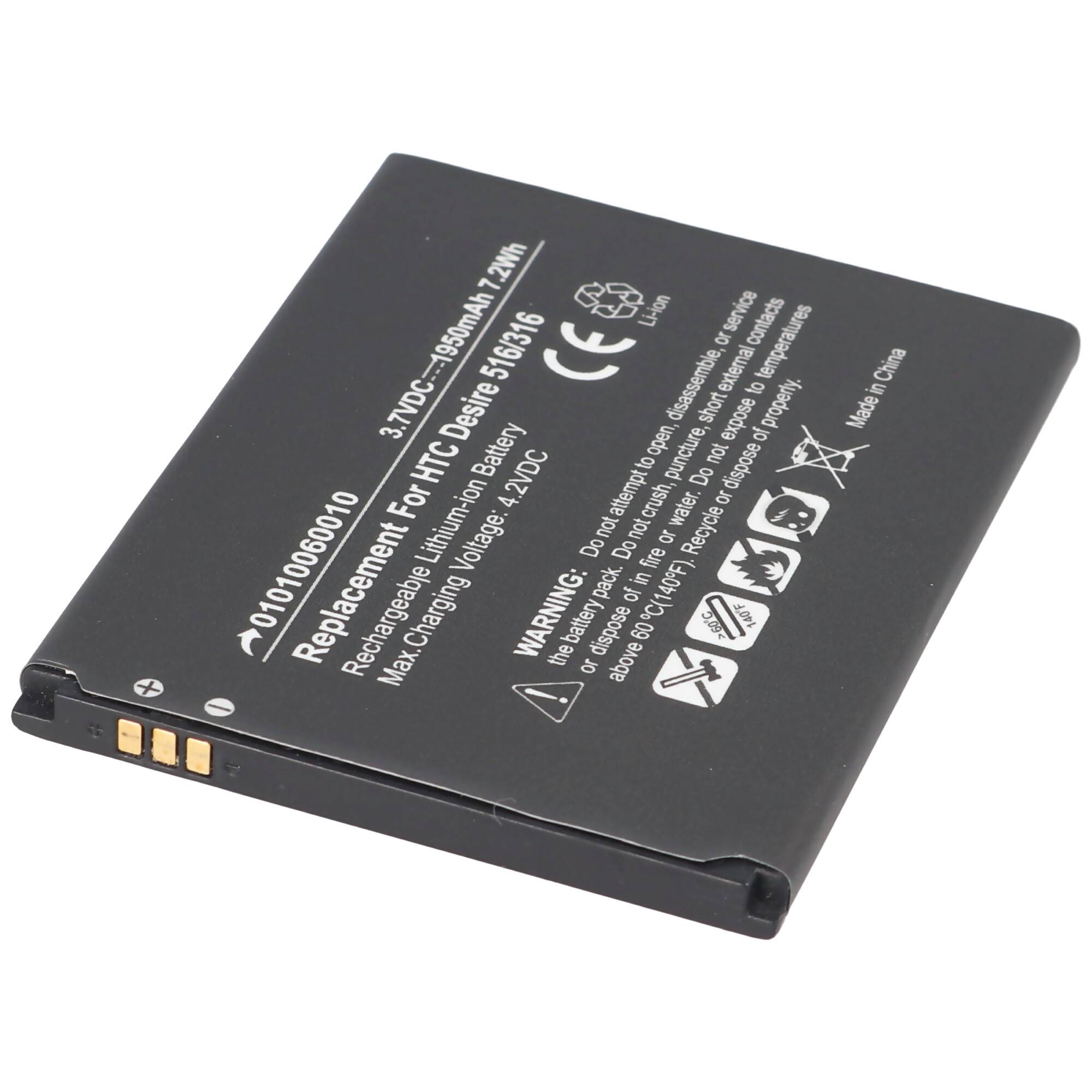 Akku passend für HTC Desire 516, 316, Li-Ion, 3,7V, 1950mAh, 7,2Wh