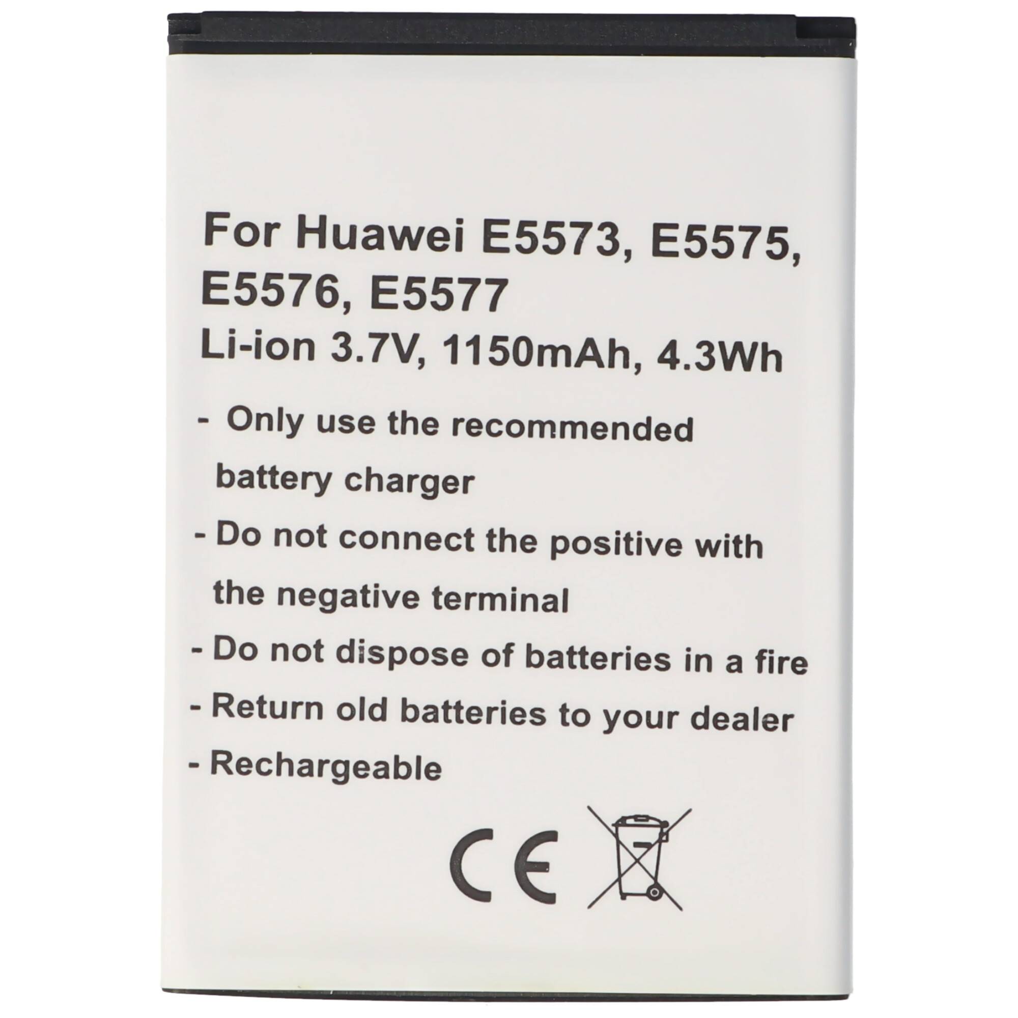 Akku passend für Huawei E5573, E5575, E5576, E5577, Li-Ion, 3,7V, 1150mAh, 4,3Wh - 1ICP4/45/62