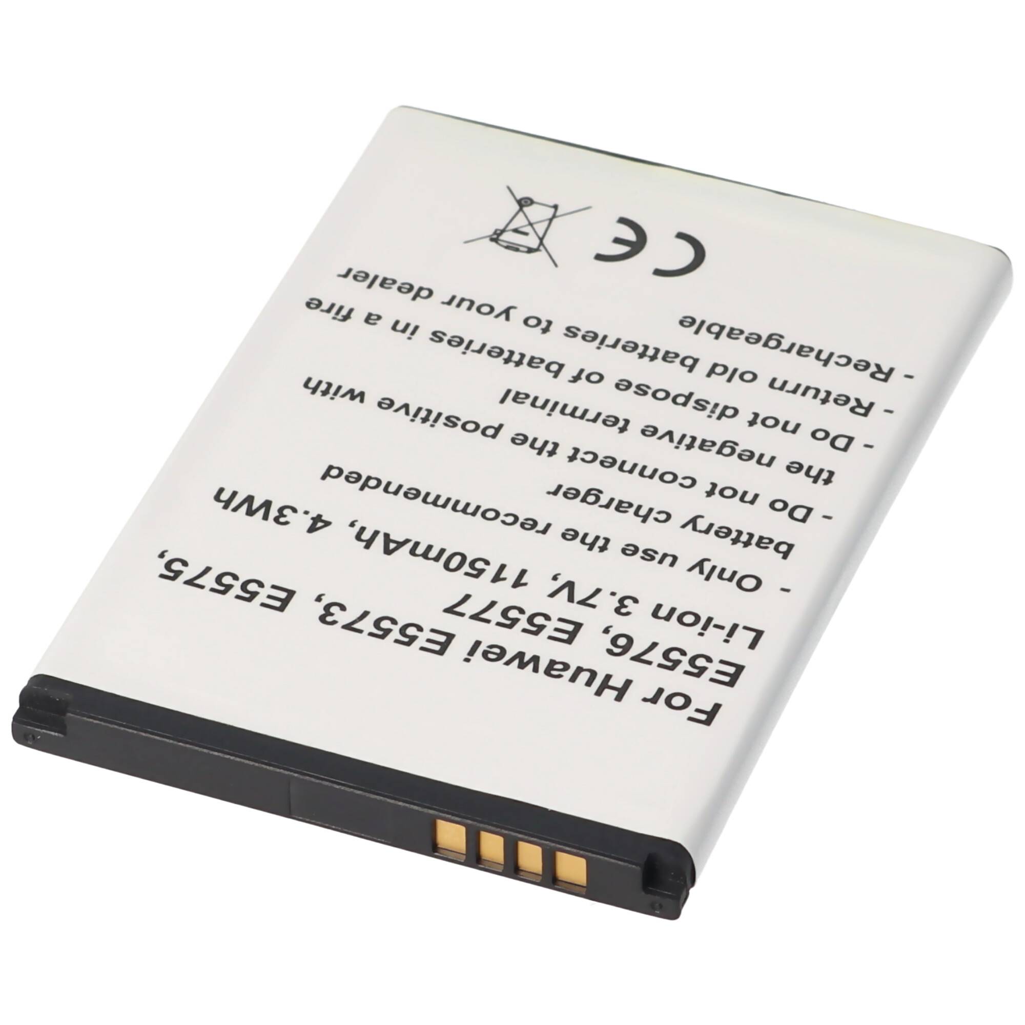 Akku passend für Huawei E5573, E5575, E5576, E5577, Li-Ion, 3,7V, 1150mAh, 4,3Wh - 1ICP4/45/62