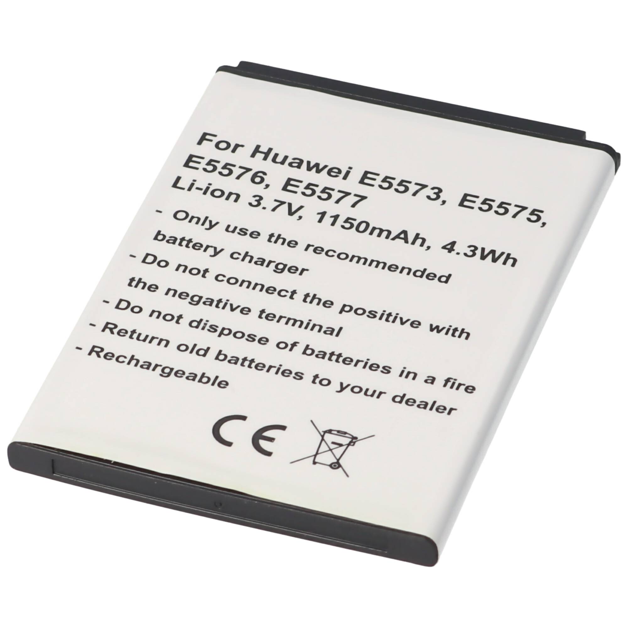 Akku passend für Huawei E5573, E5575, E5576, E5577, Li-Ion, 3,7V, 1150mAh, 4,3Wh - 1ICP4/45/62